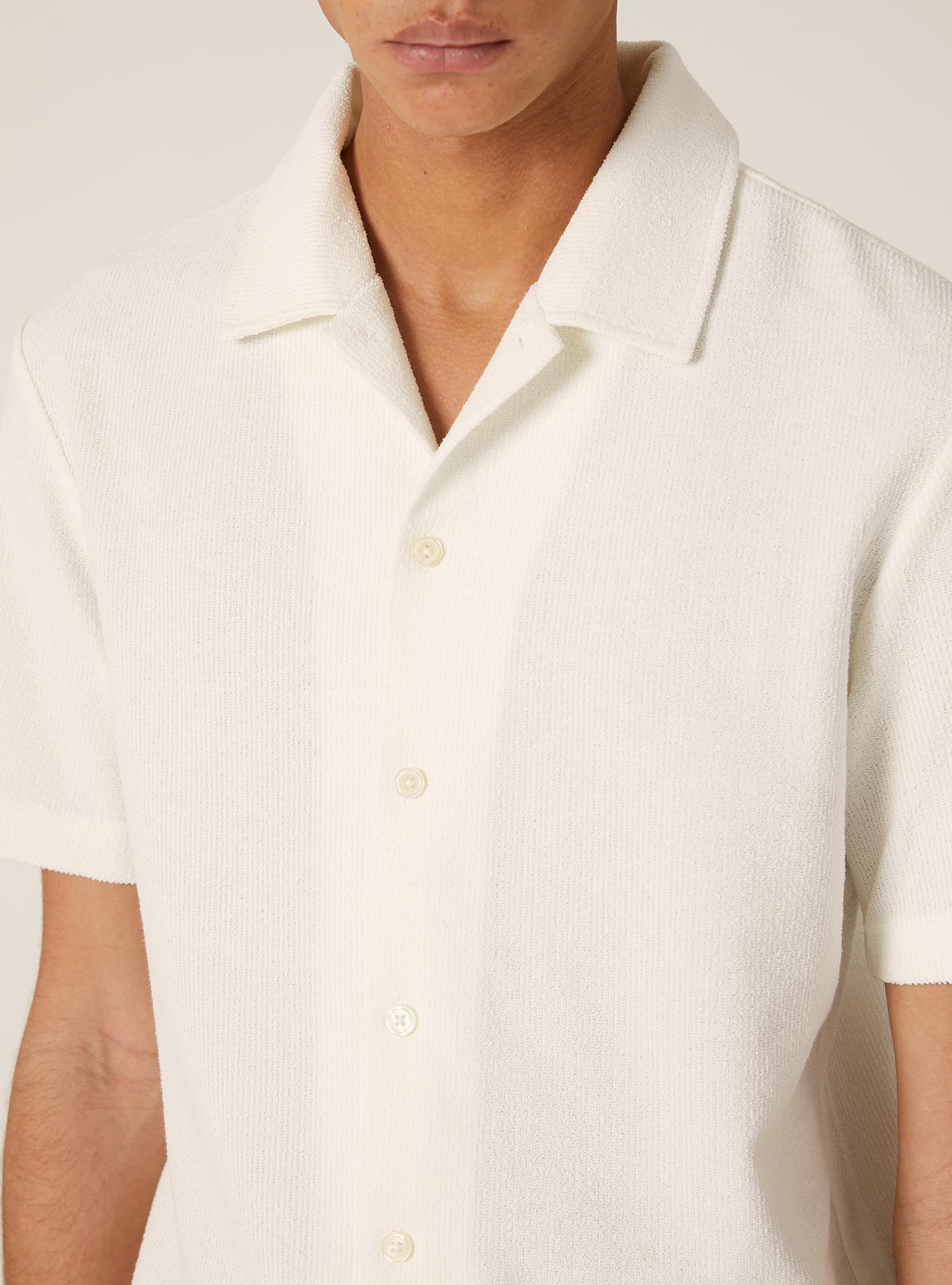 Camicia a maniche corte con texture, WH1 OFF WHITE