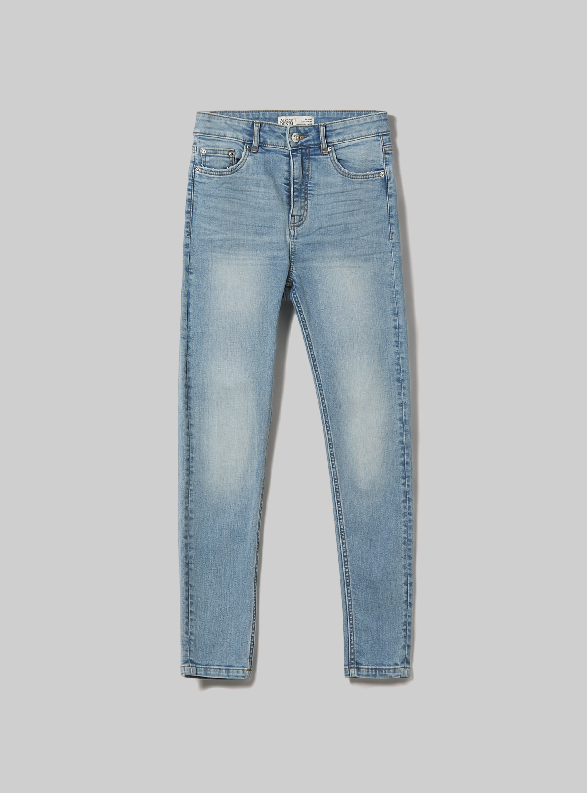 Jean super skinny &agrave; taille haute, D007 LIGHT AZURE