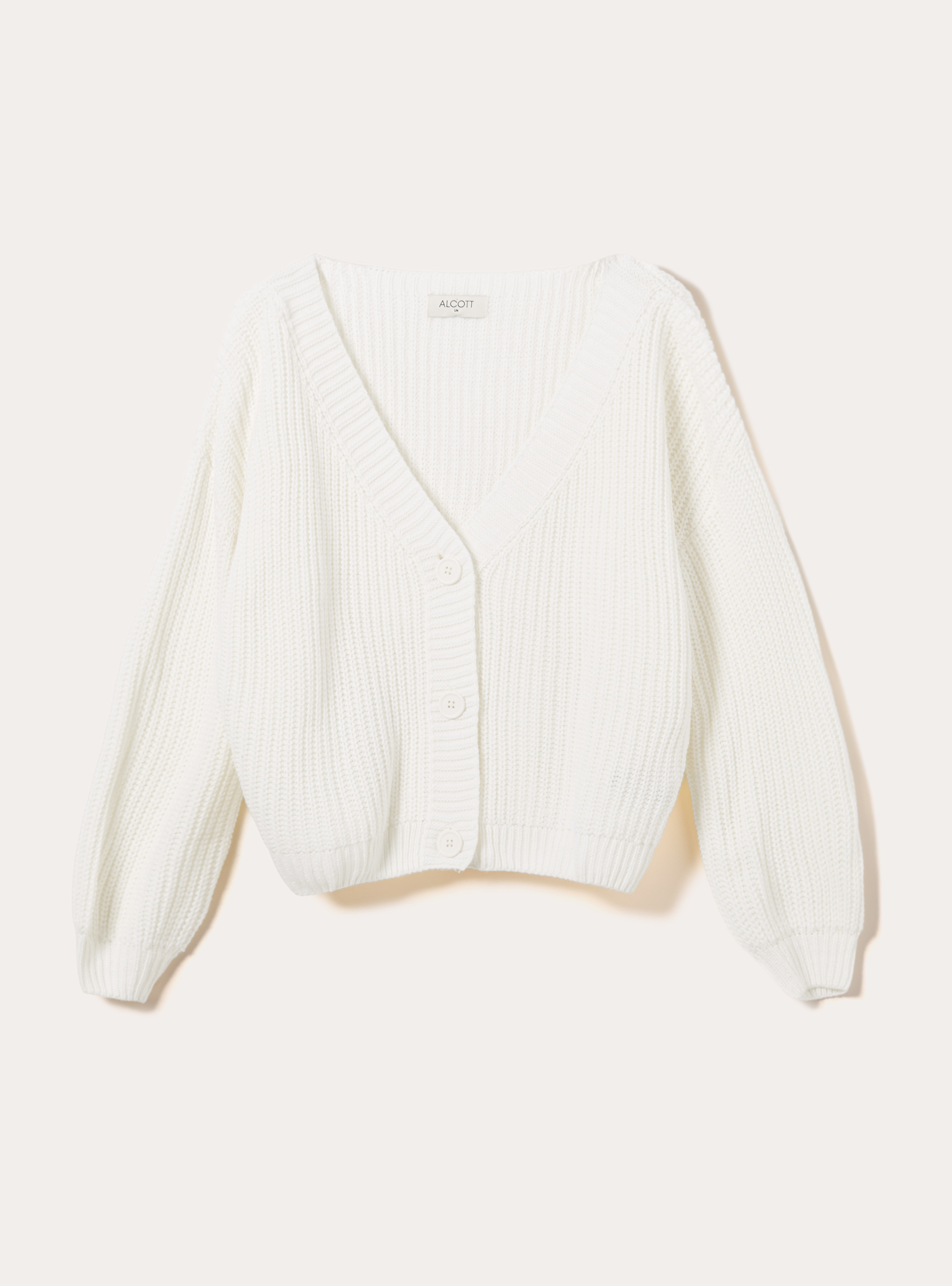 Knitted cardigan with V-neck, WH1 OFF WHITE