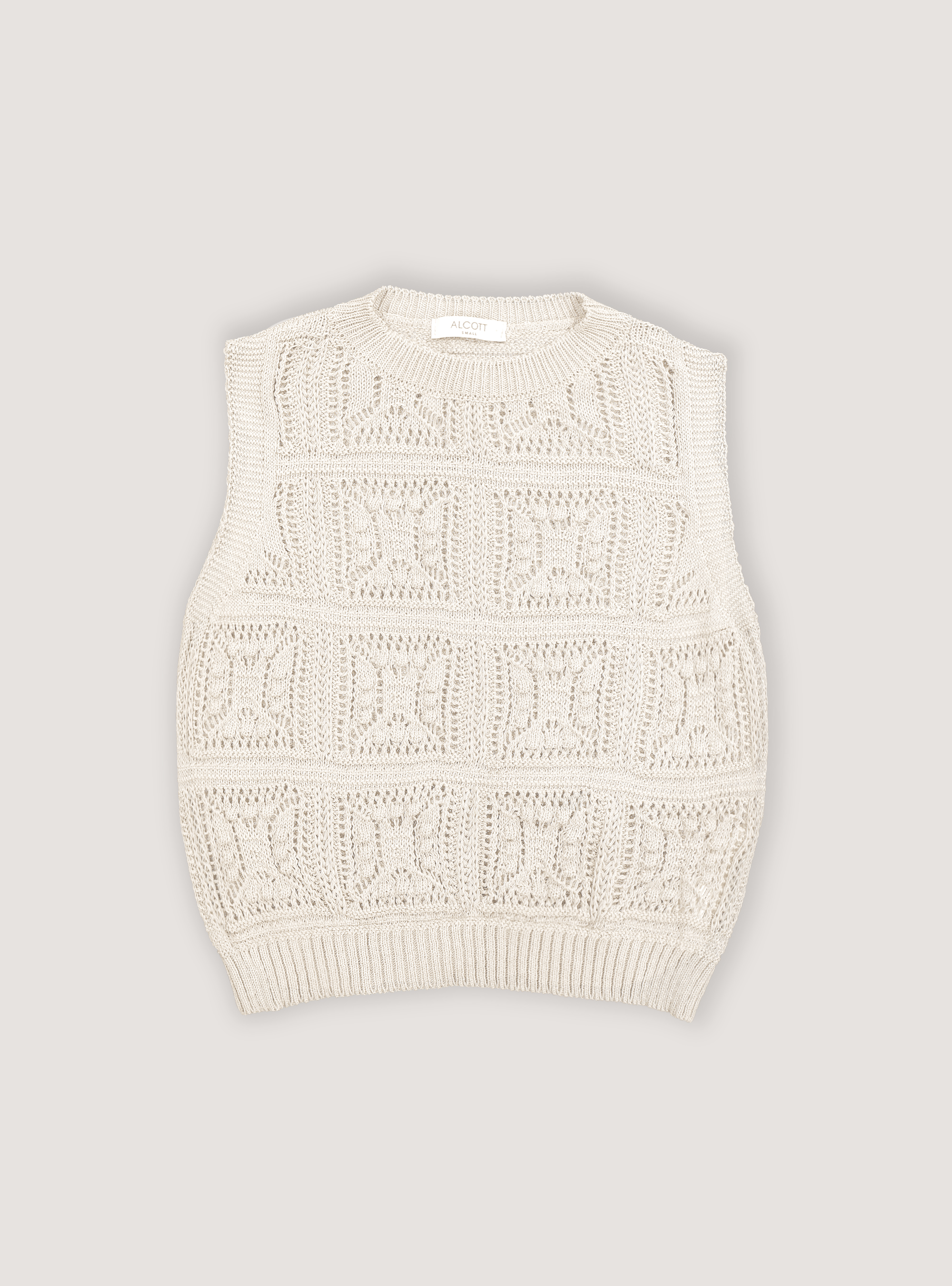 Plain coloured crochet waistcoat, WH1 OFF WHITE