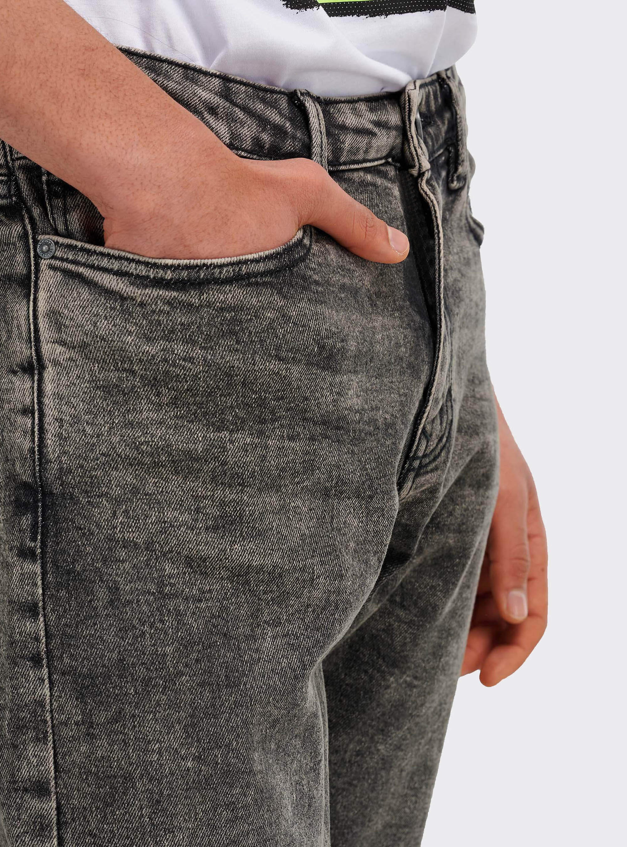 Jeans slim fit de algodón orgánico, GRIS