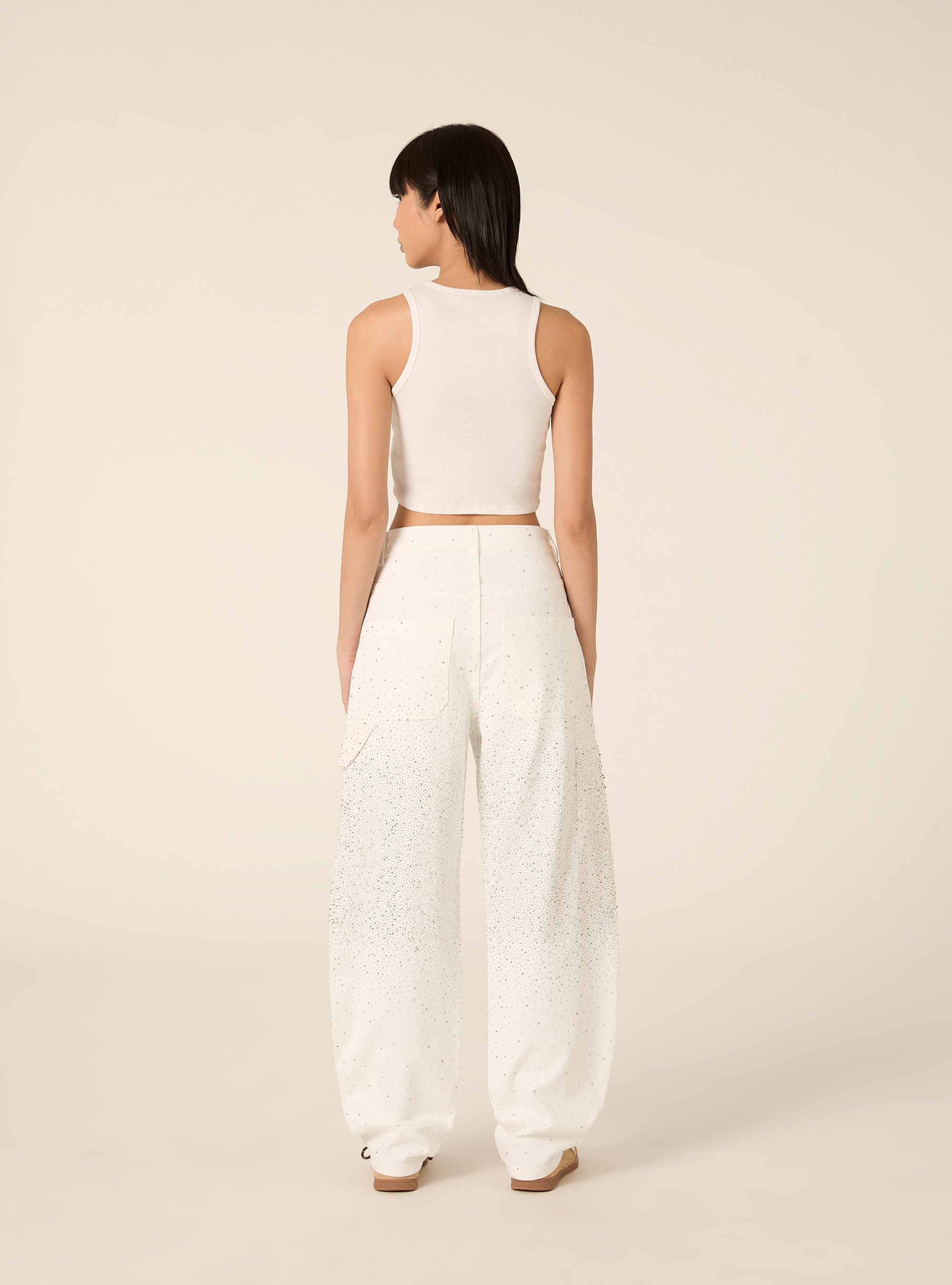 Baggy carpenter jeans colorato con strass, WH1 OFF WHITE