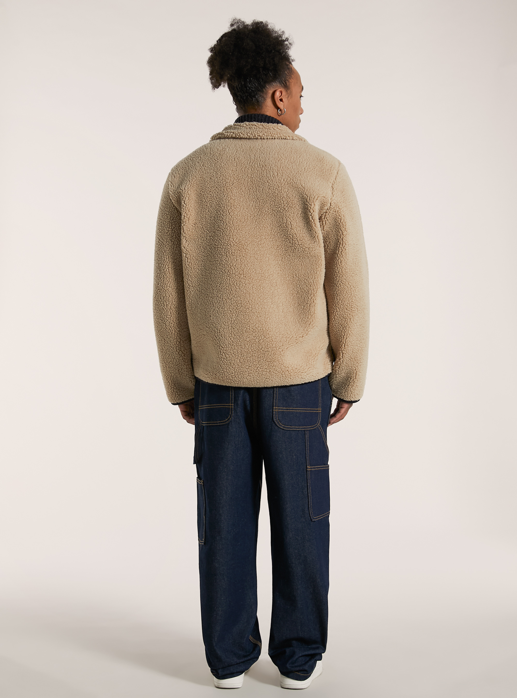 Teddy jacket with fleece lining, BG2 BEIGE MEDIUM