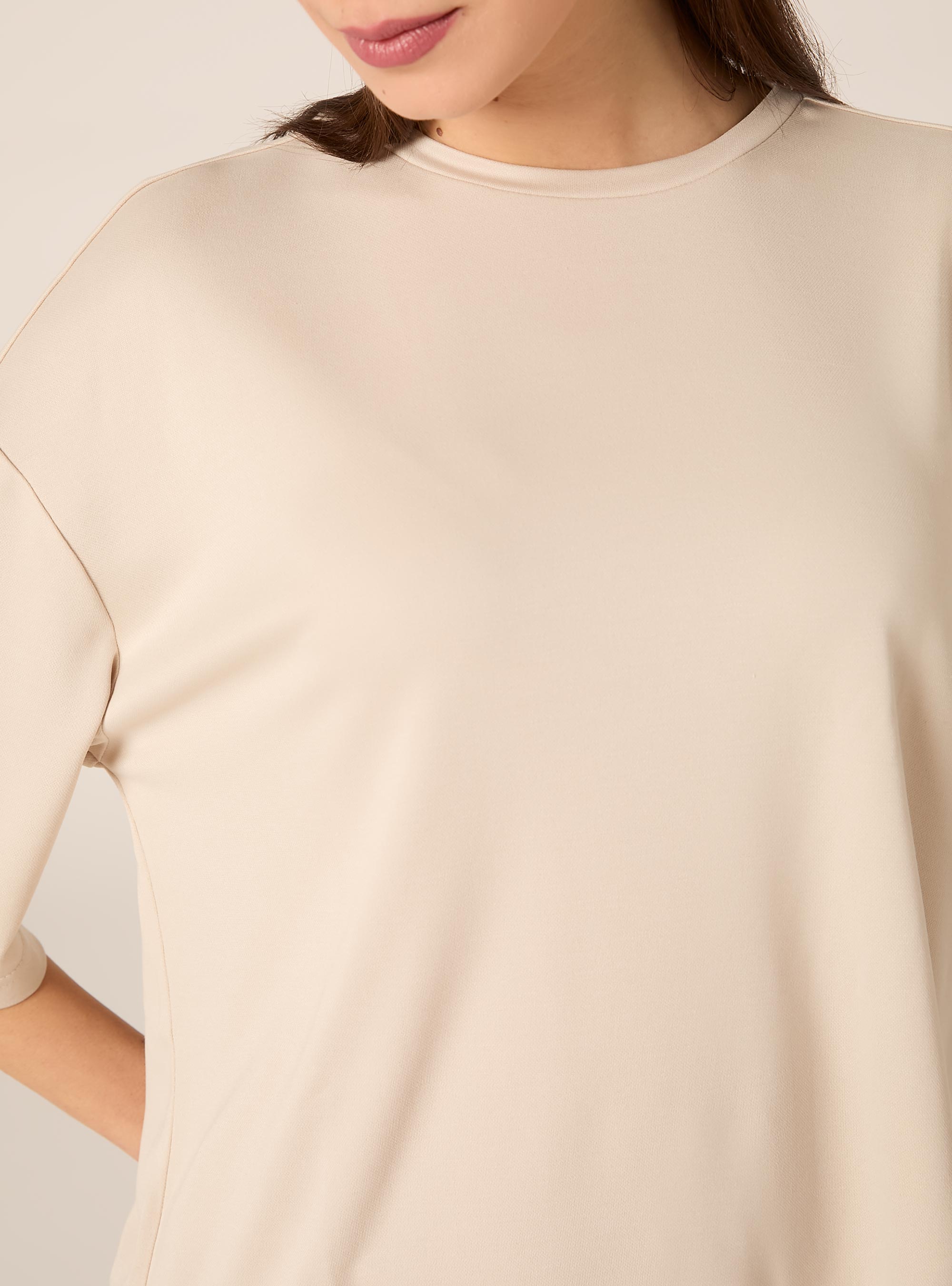 Half sleeve crew neck t-shirt, BG3 BEIGE LIGHT
