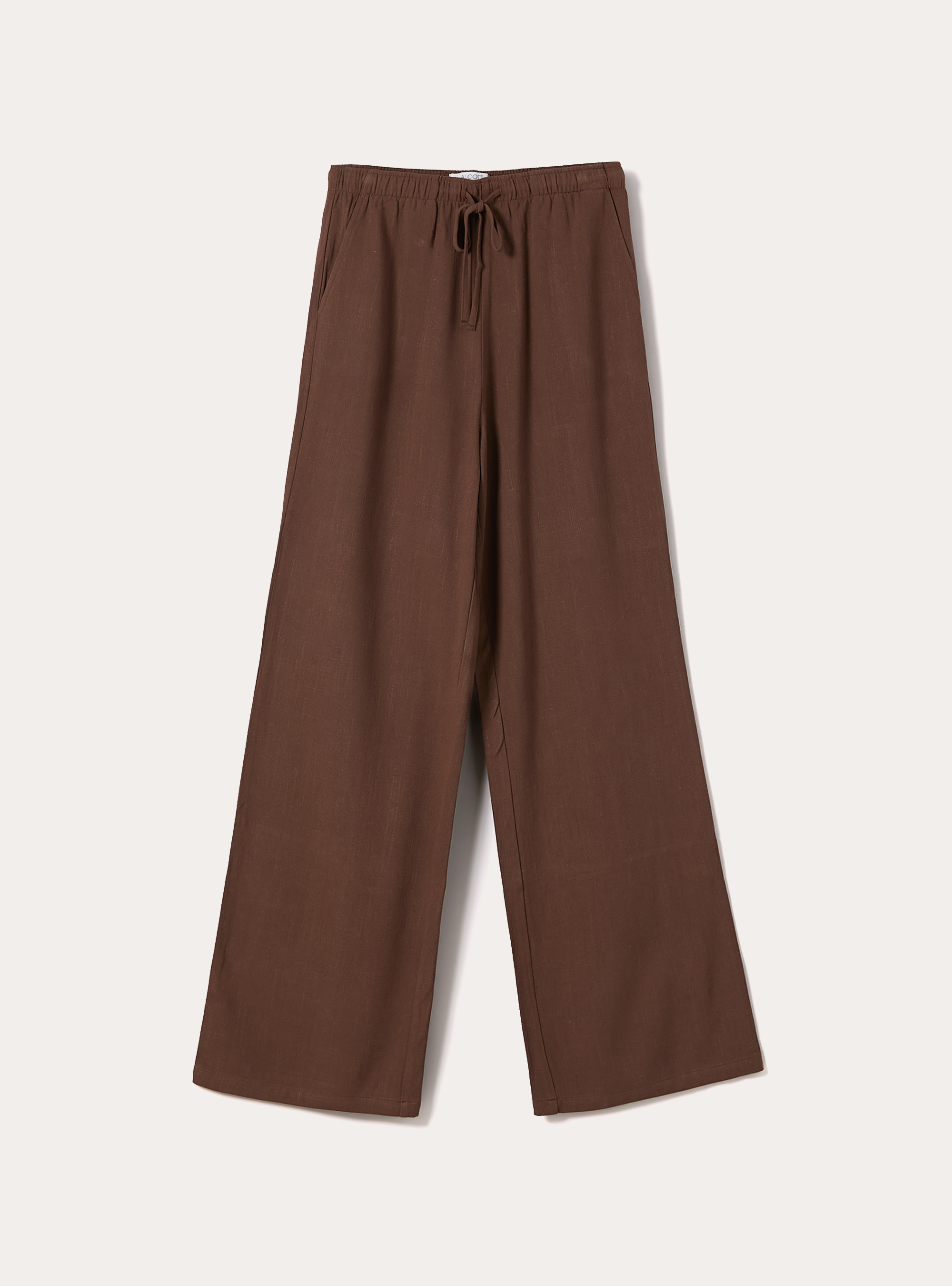 Pantaloni wide leg in misto lino, BR2 BROWN MEDIUM