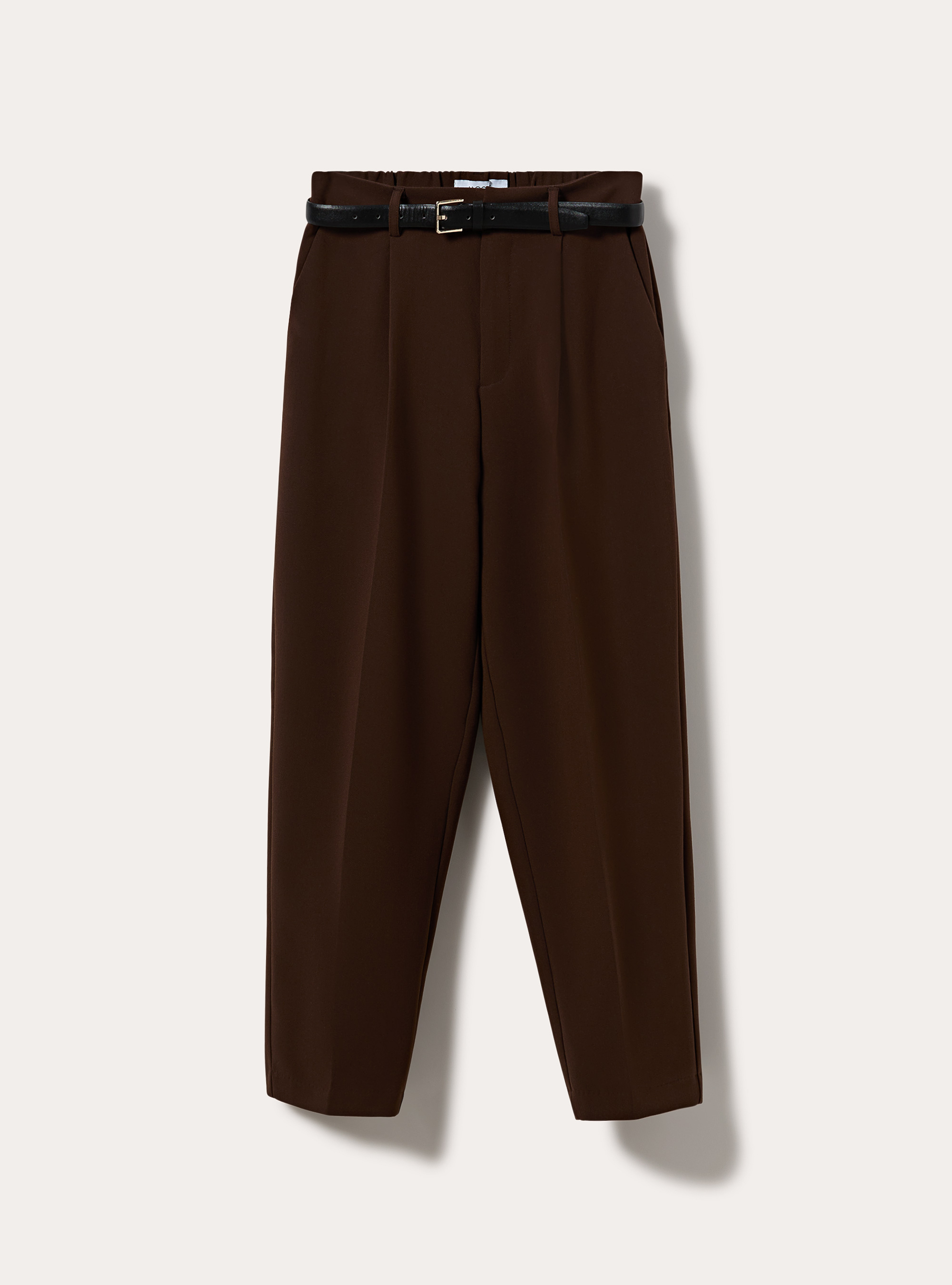 Pantaloni carrot con cintura, BR1 BROWN DARK