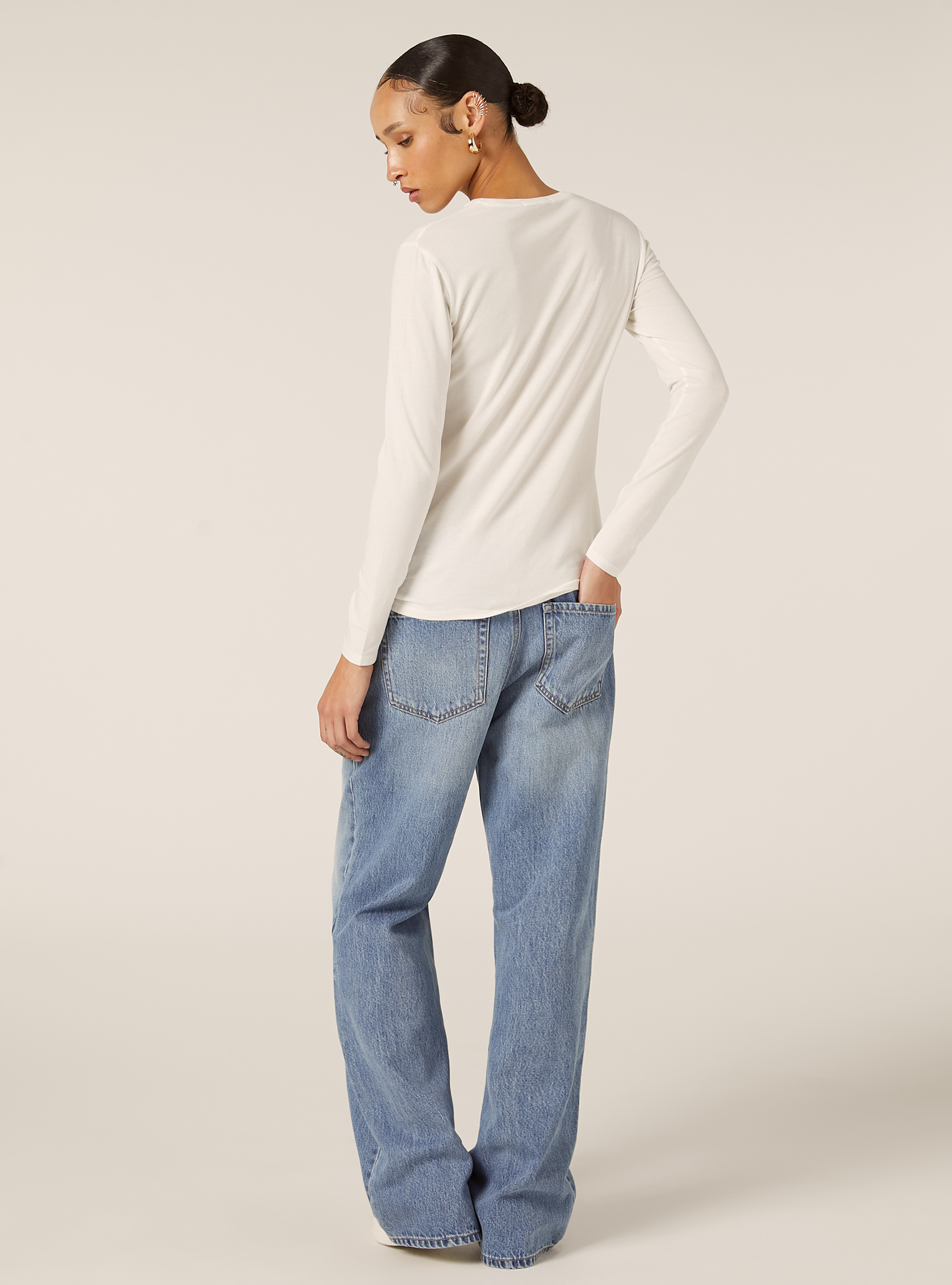 Camiseta básica de manga larga, WH1 OFF WHITE