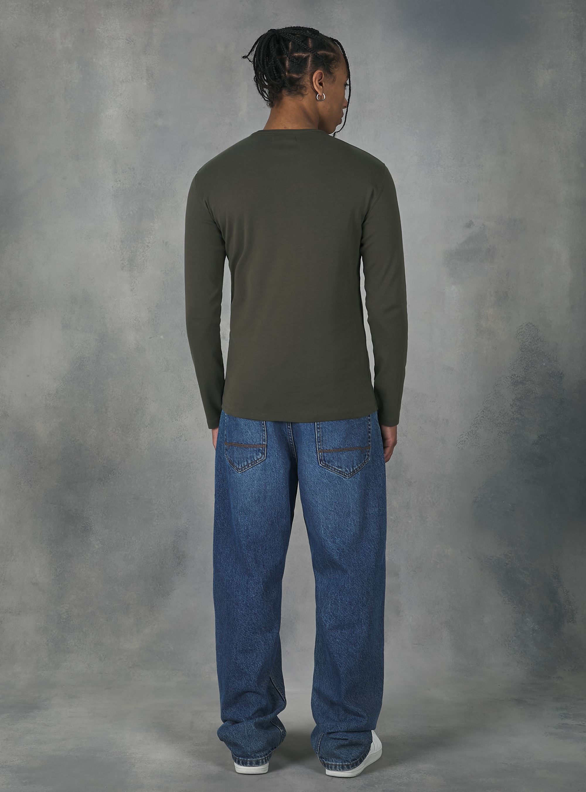 Long-sleeved cotton T-shirt, KY2 KAKY MEDIUM