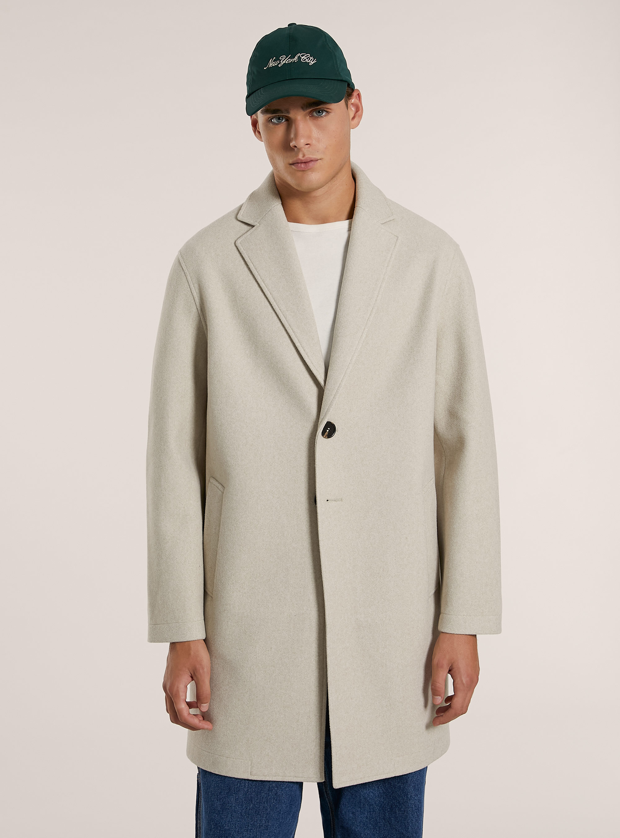 Single-breasted coat, MBG3 BEIGE MEL LIGHT