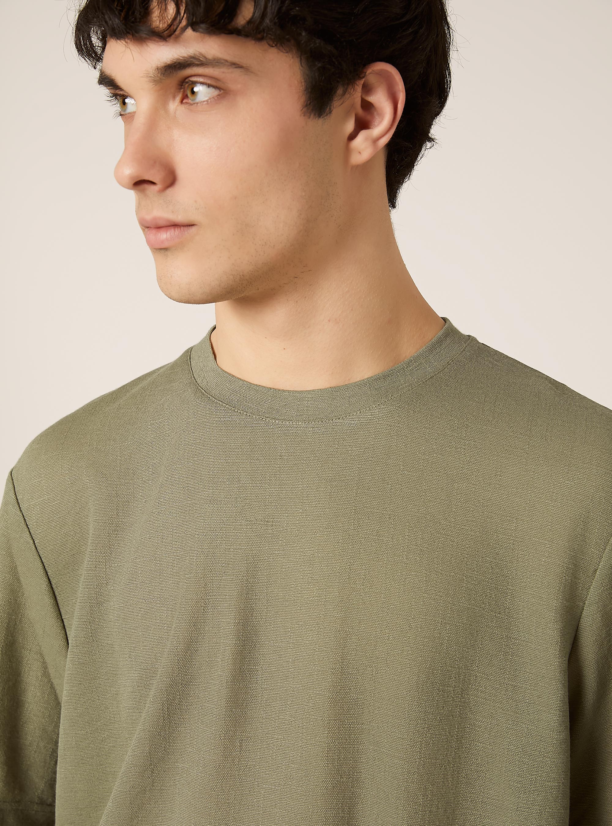 Boxy fit T-shirt with texture, KY2 KAKY MEDIUM