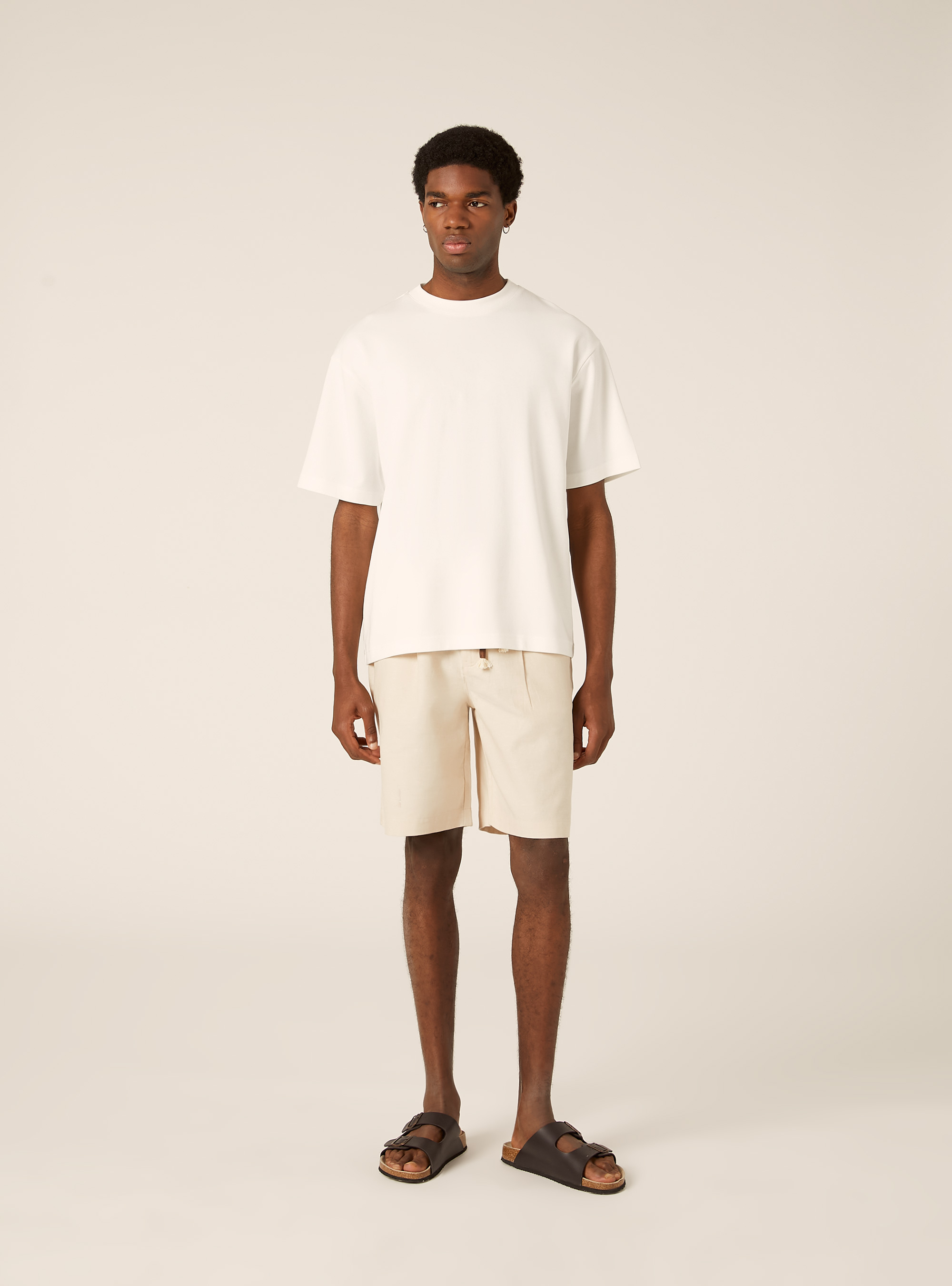 Leinen-Bermudas mit Kordelzug, SA2 SAND MEDIUM