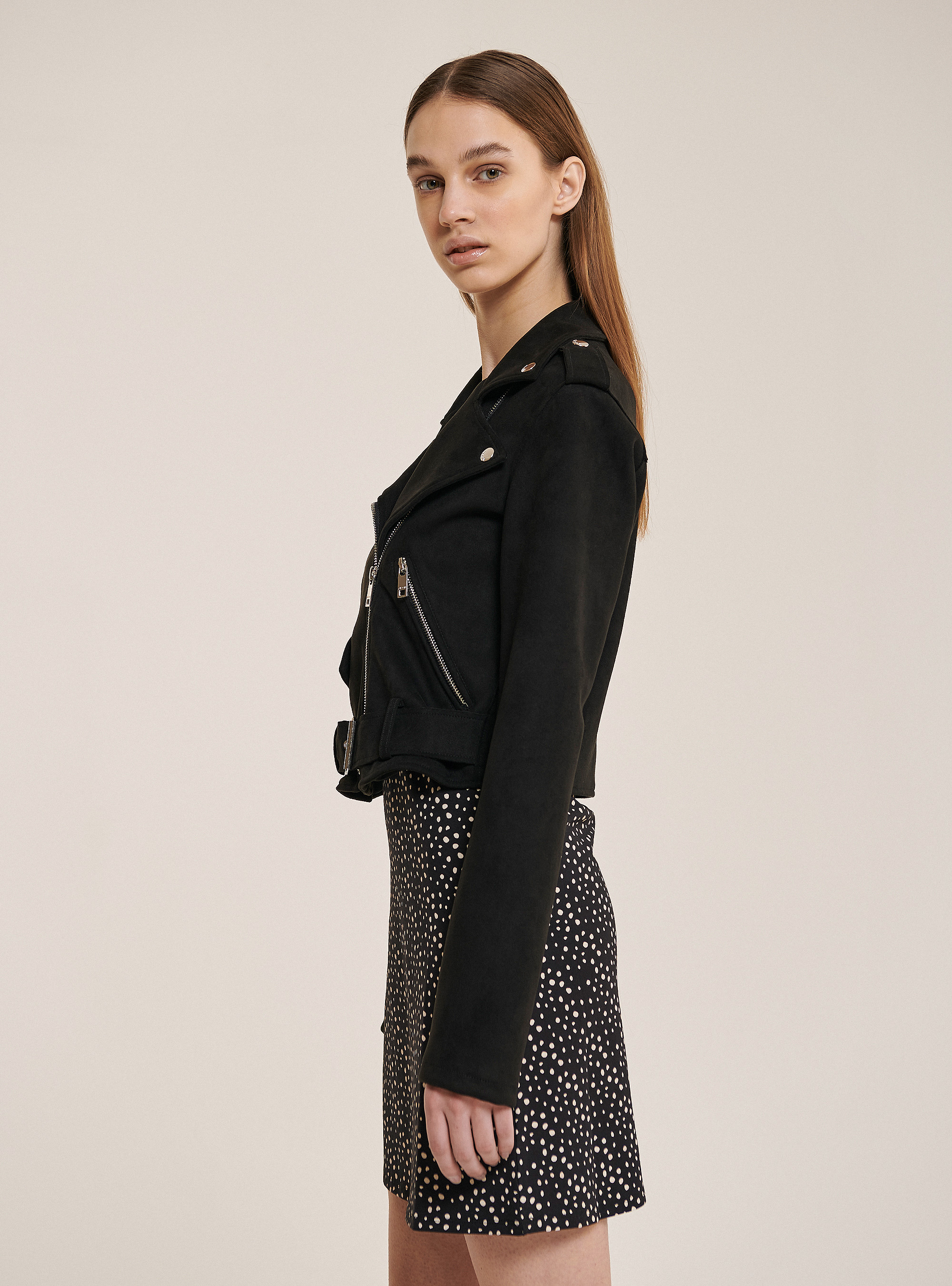 Abrigo efecto gamuza, NEGRO