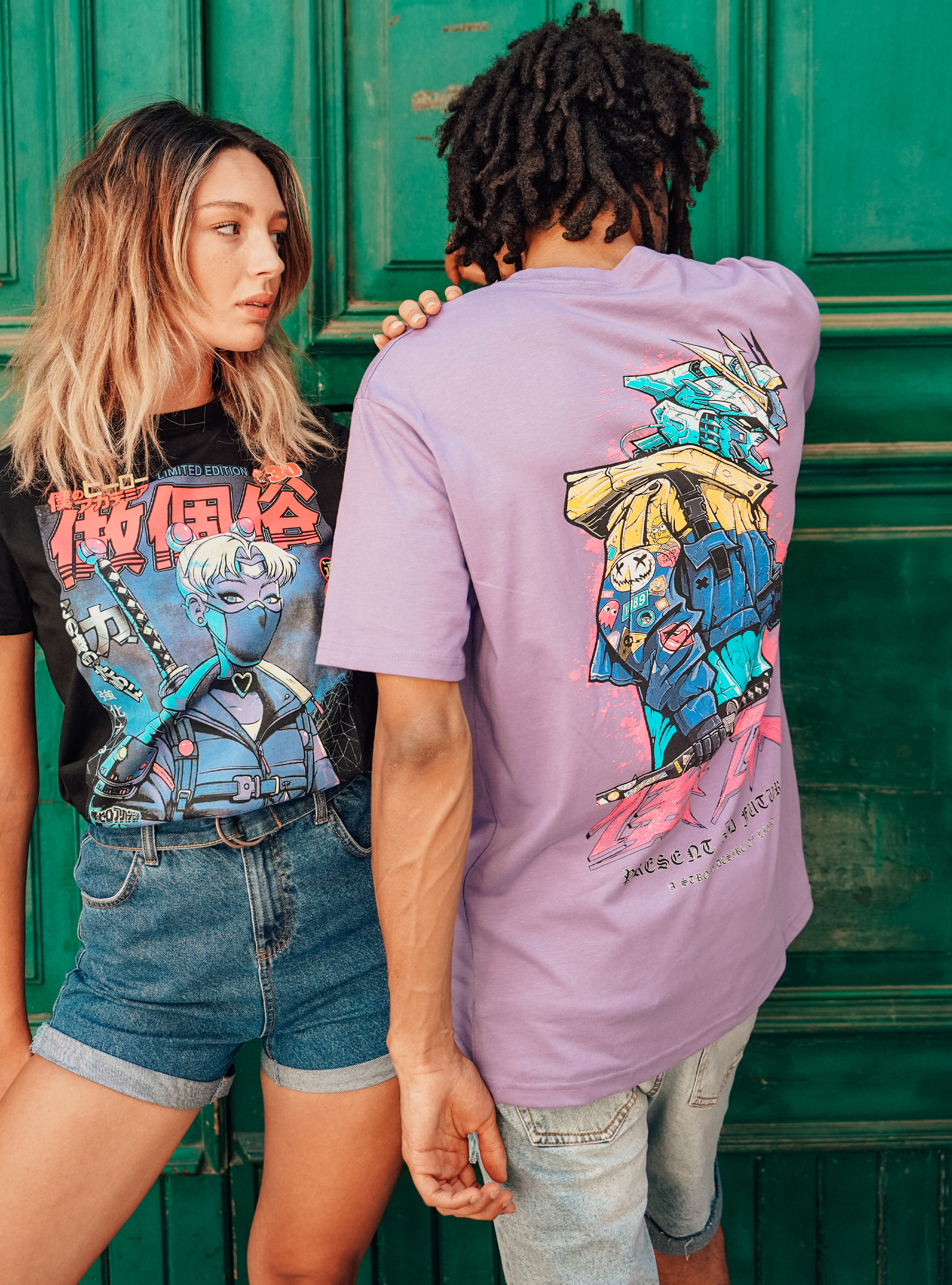 T-shirt with Japanese print, LC2 MEDIUM LILLAC