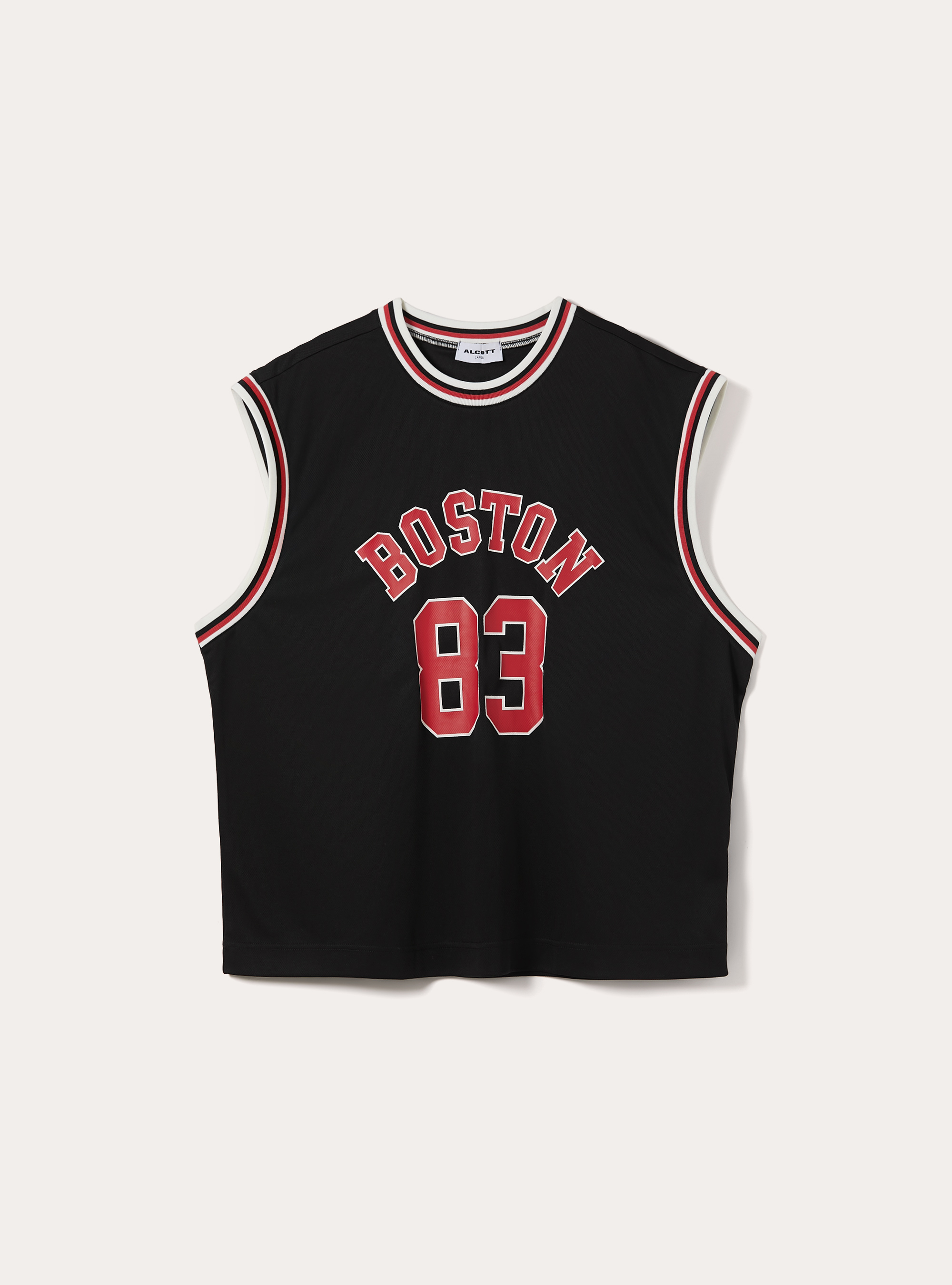 Varsity Print Boxy Fit Tank Top, BK1 BLACK