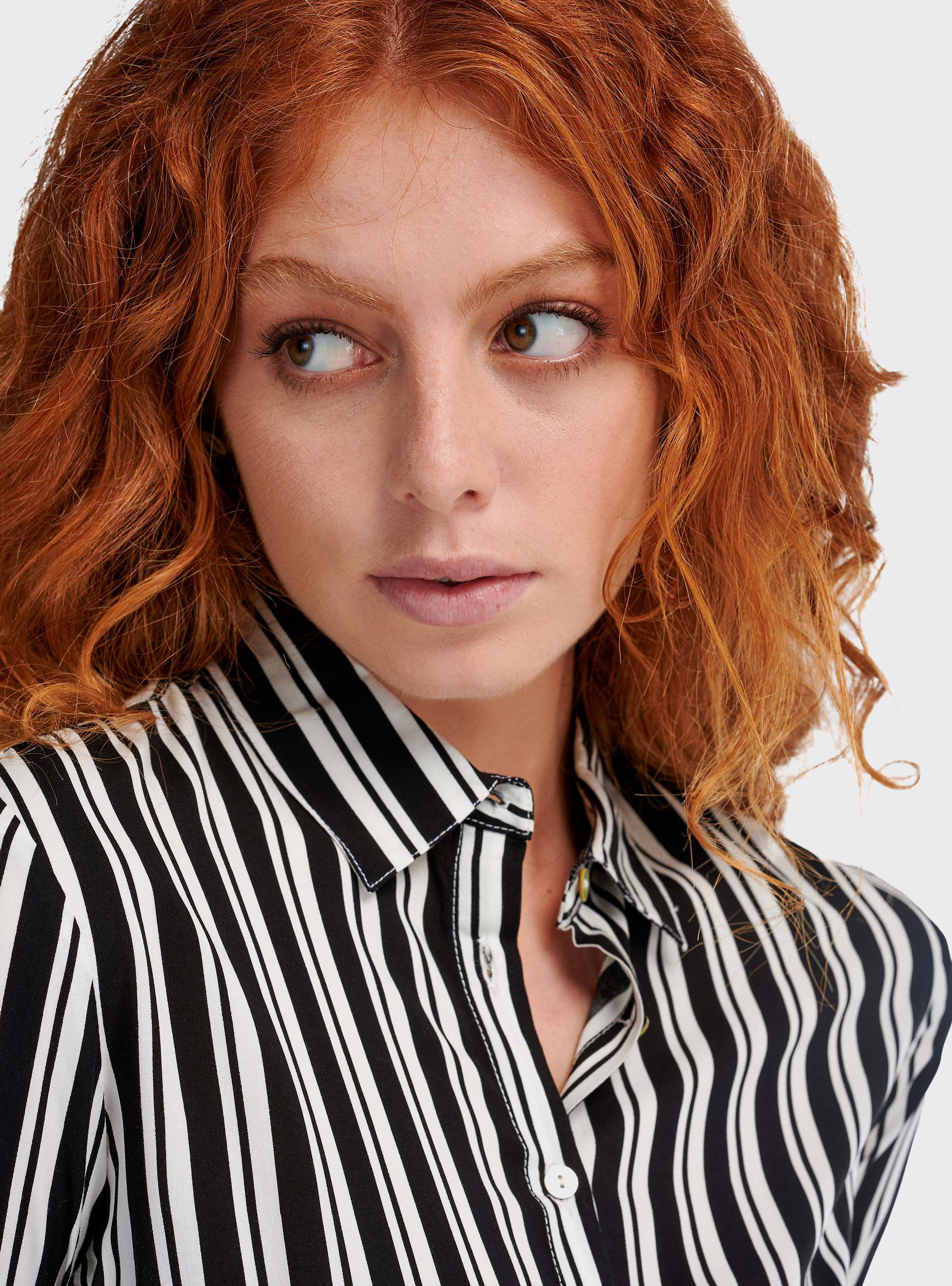 Camicia a righe fit morbido, MULTICOLORE