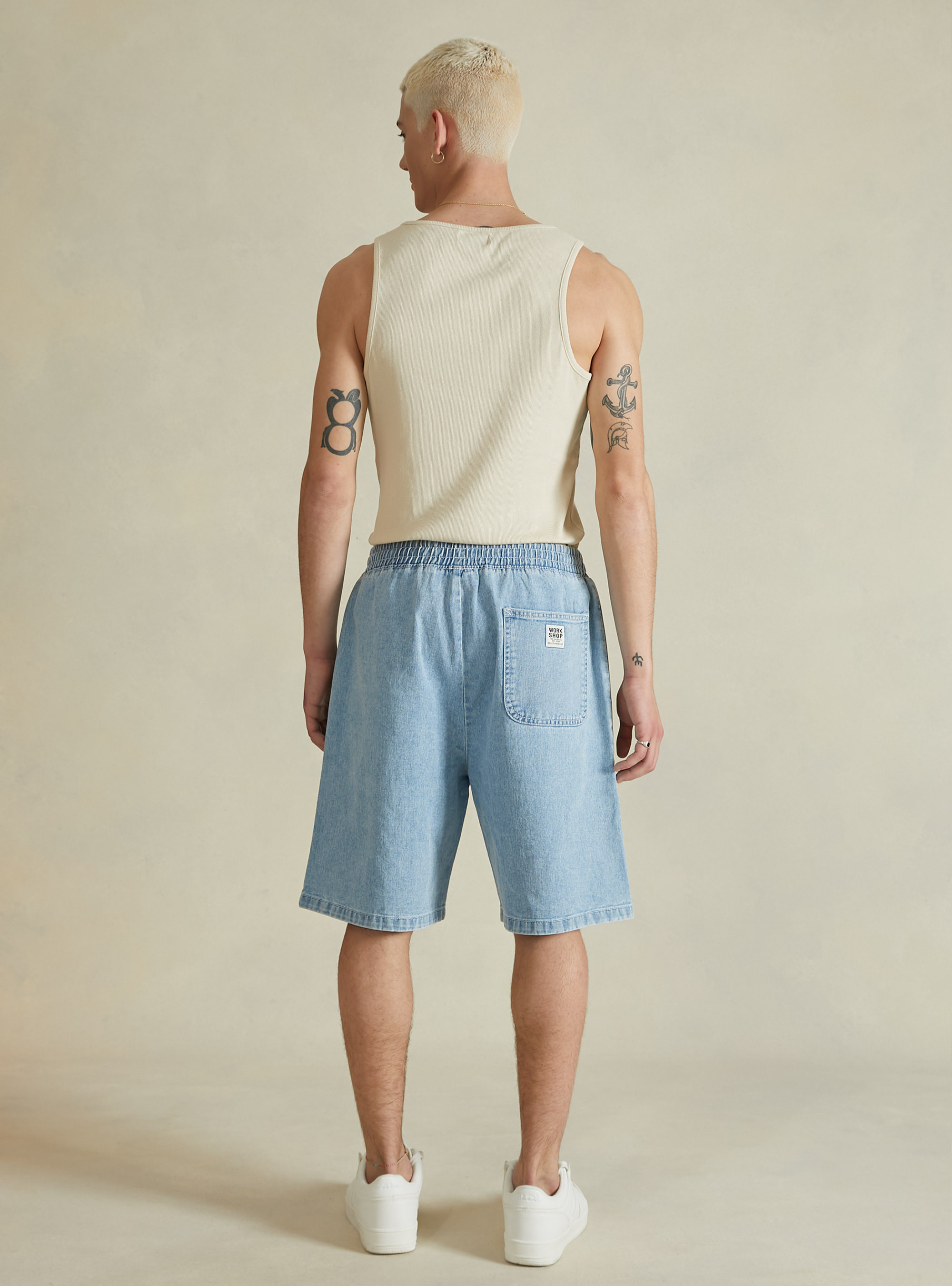 Bermuda en denim à coupe ample, D005 LIGHT BLUE