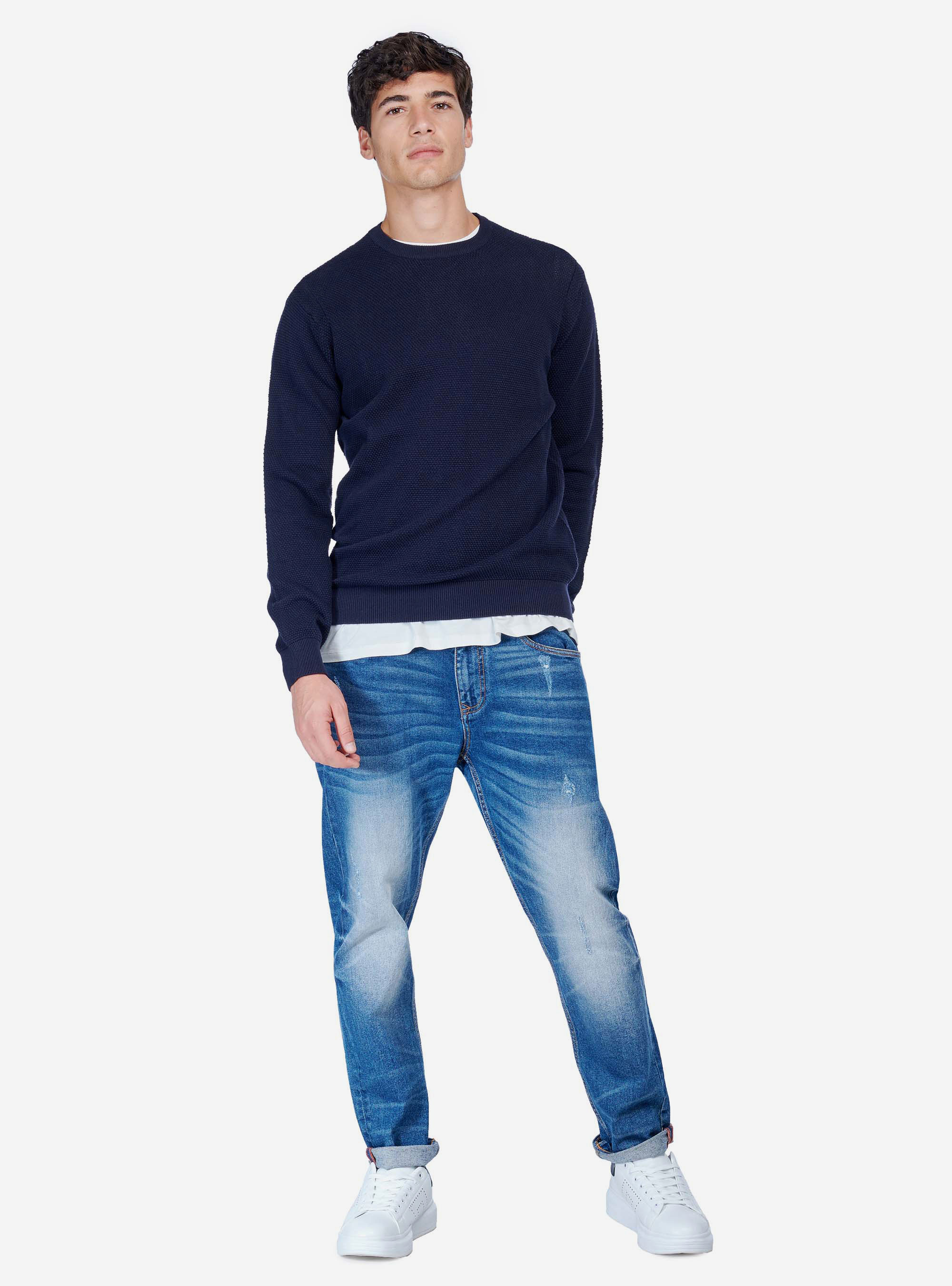 JERSEY CON CORTES, AZUL MARINO