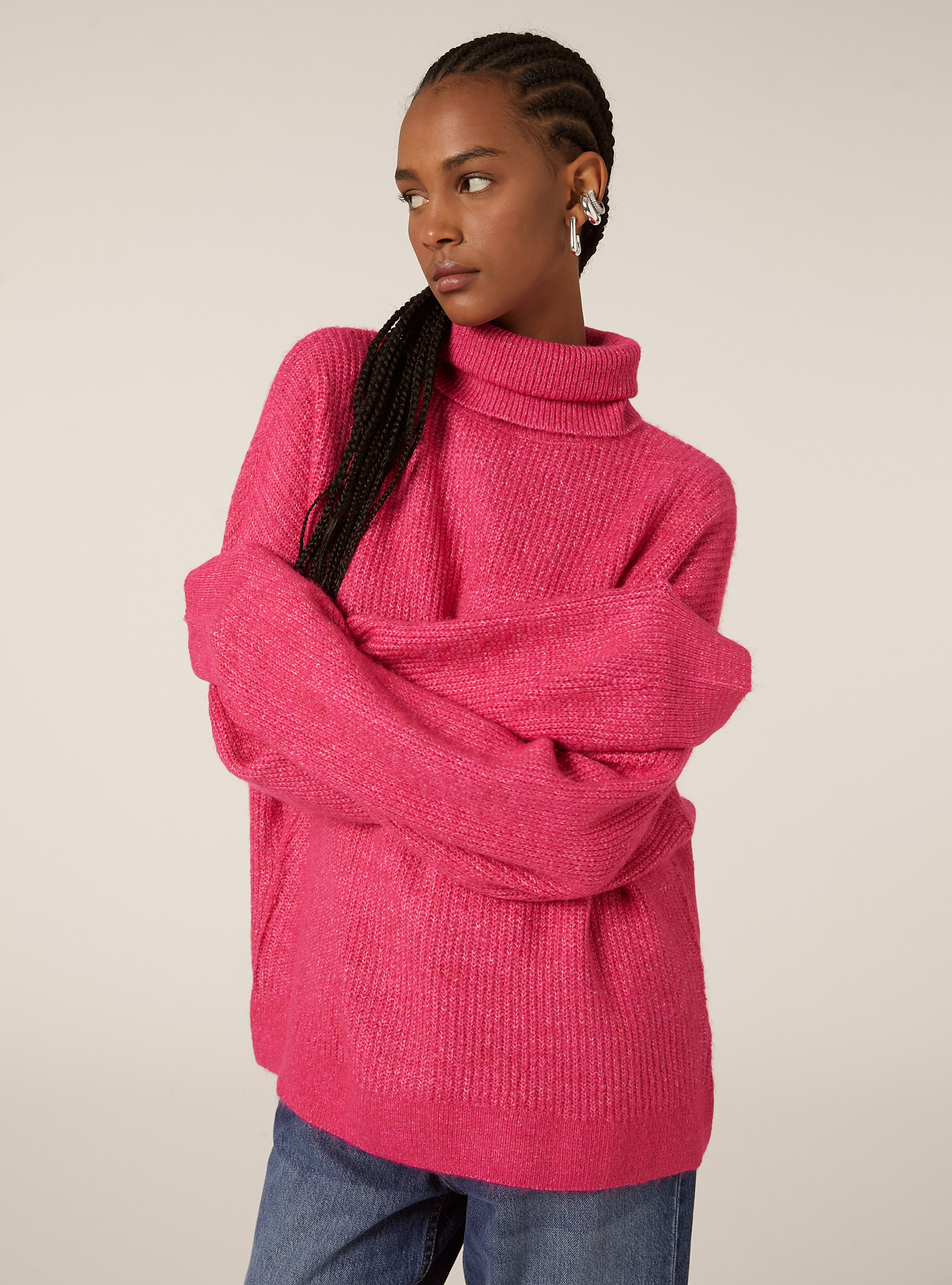 Pullover colloalto costa inglese, FX2 FUXIA MEDIUM