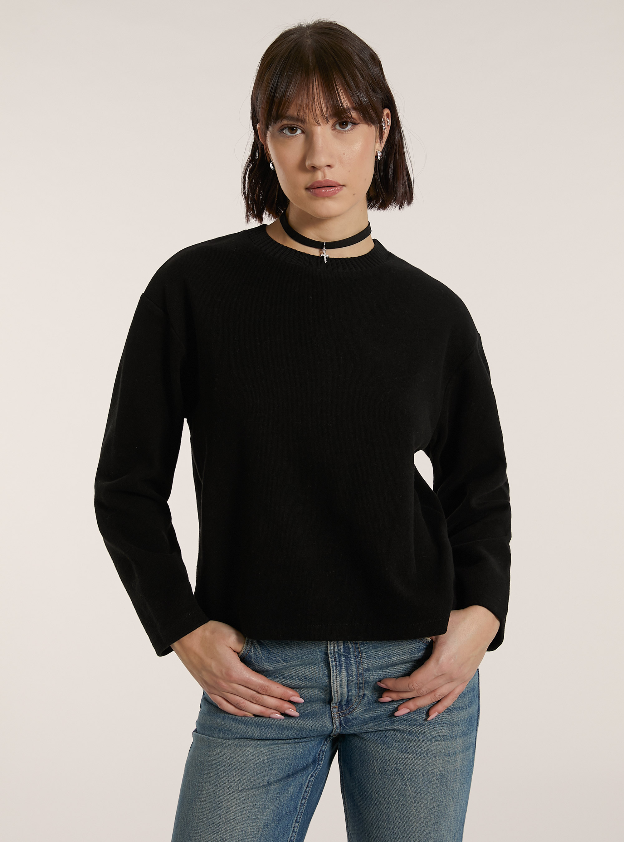 Pullover soft touch, BK1 BLACK