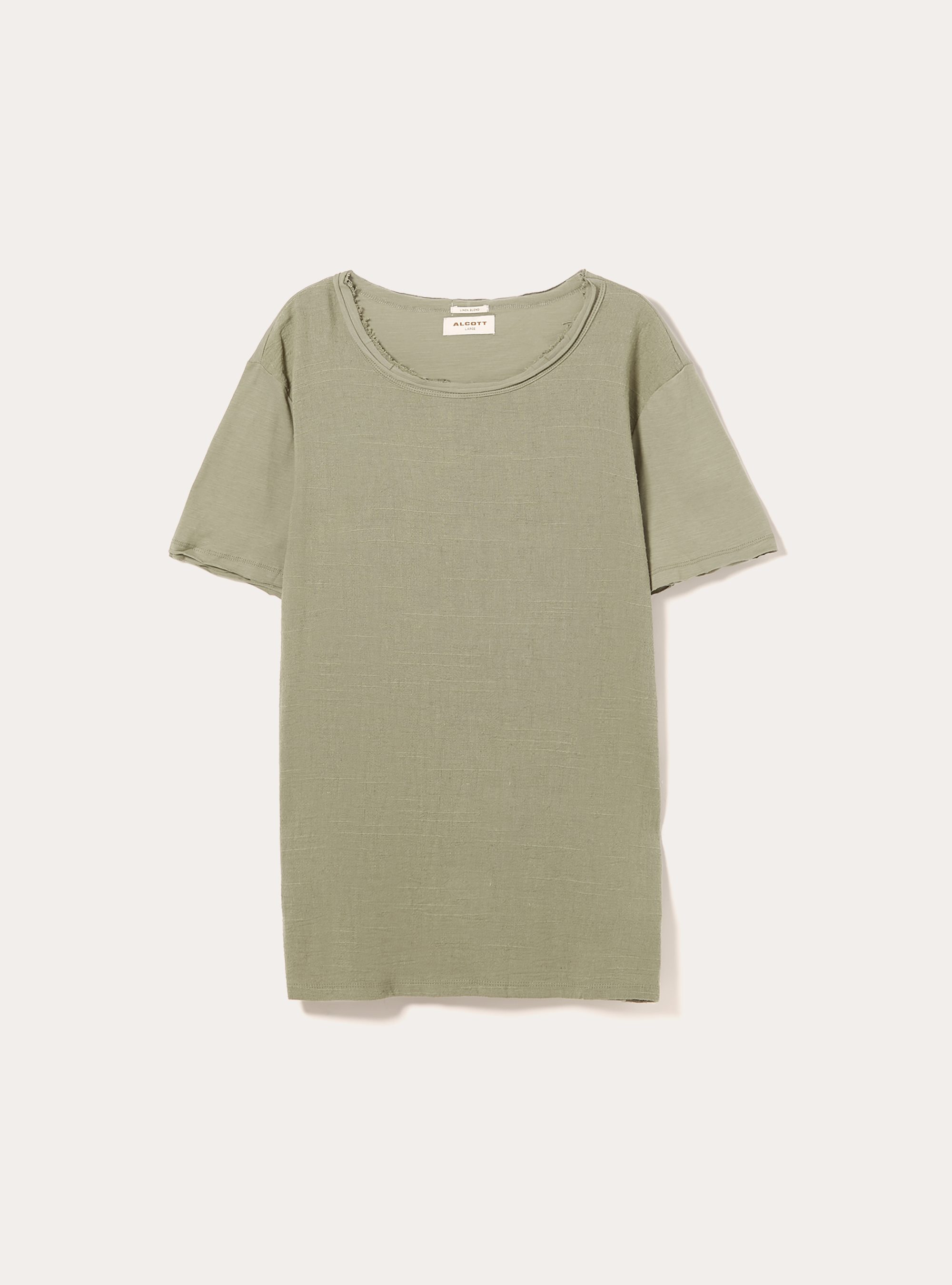 Camiseta de manga corta de mezcla de lino, KY2 KAKY MEDIUM