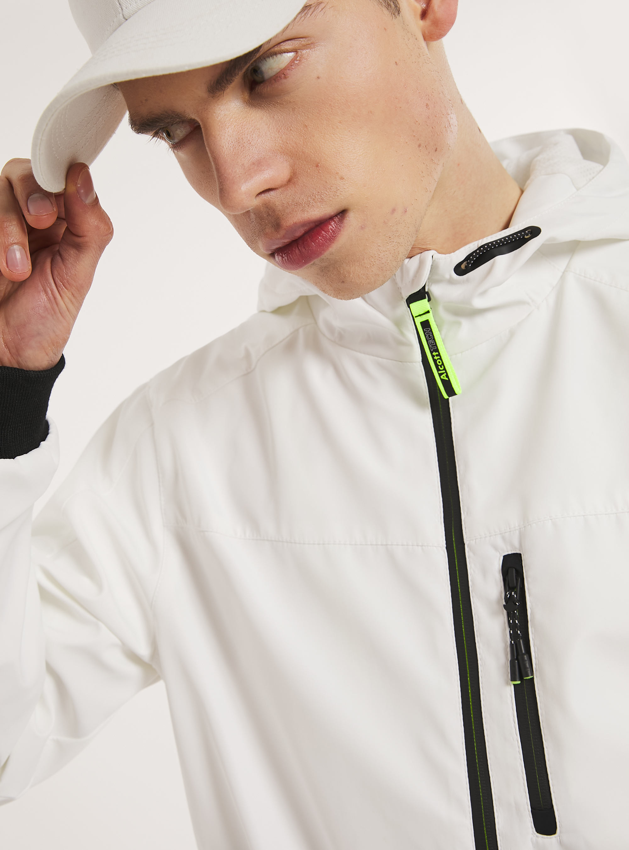 Blouson bombardier à capuche coupe-vent, WH1 OFF WHITE