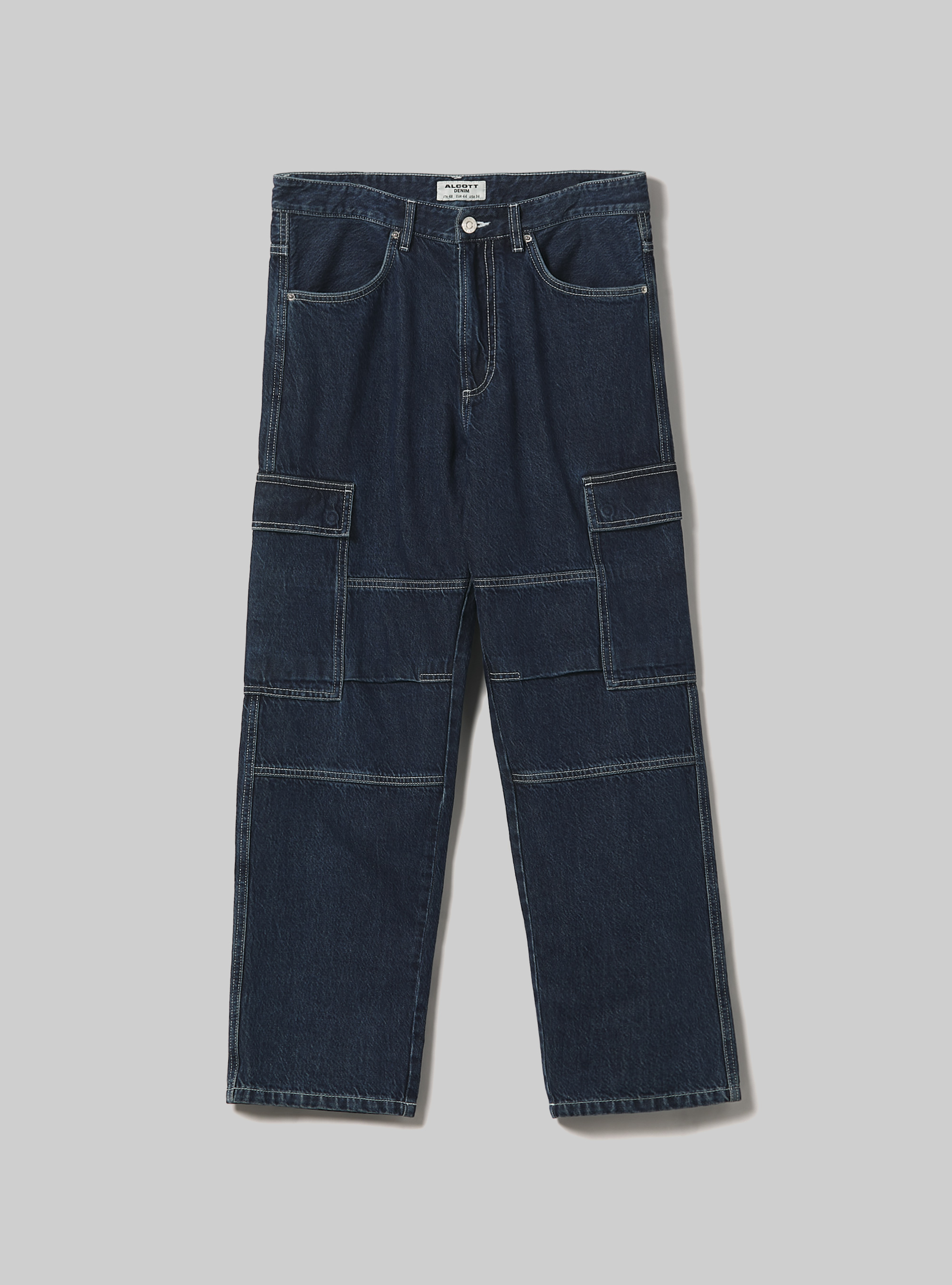 Cargo jeans with contrast stitching, D001 DEEP BLUE
