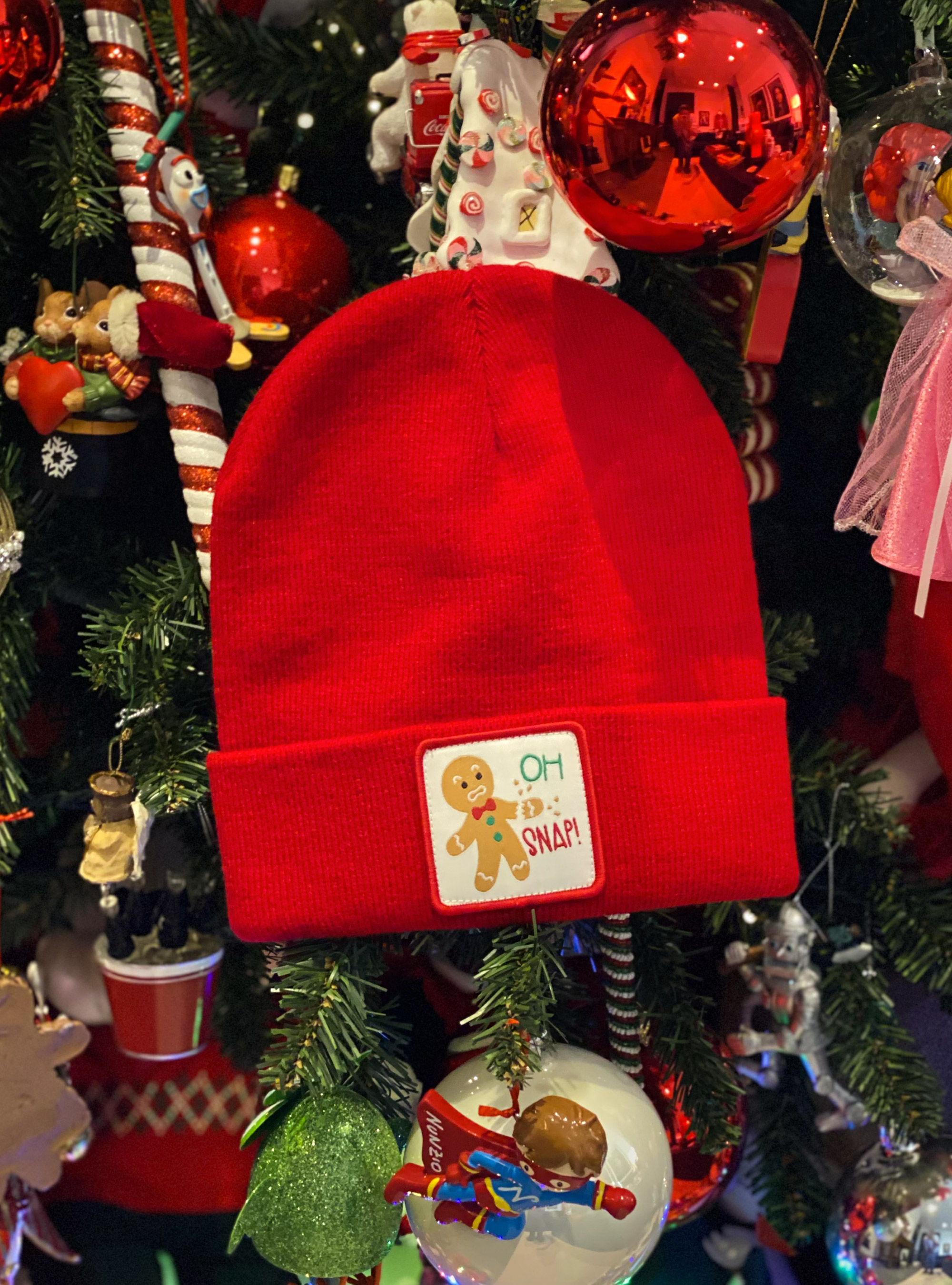 Weihnachtsmütze mit Aufnäher, C3344 RED