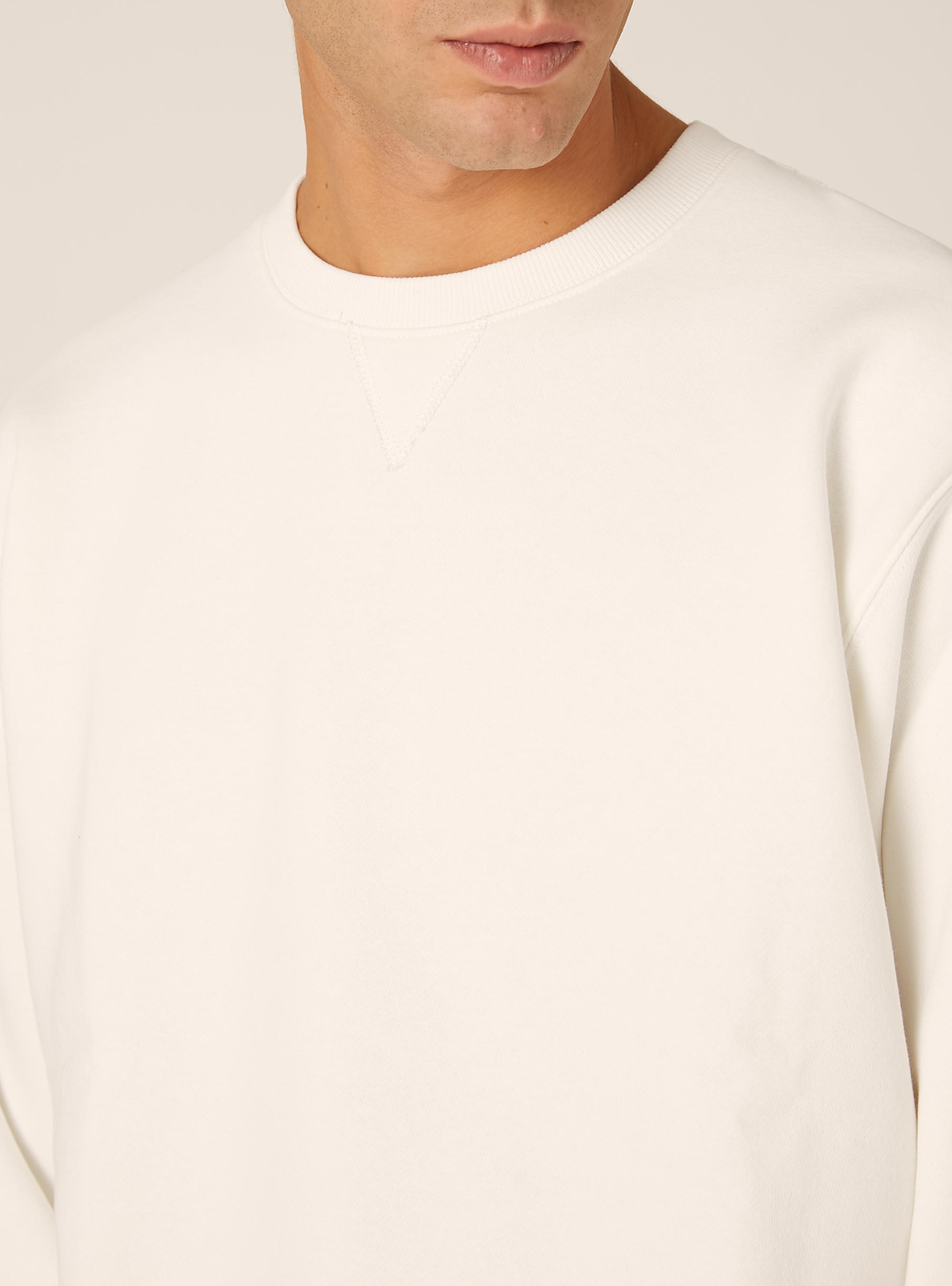 Solid color crew neck sweatshirt, WH2 WHITE