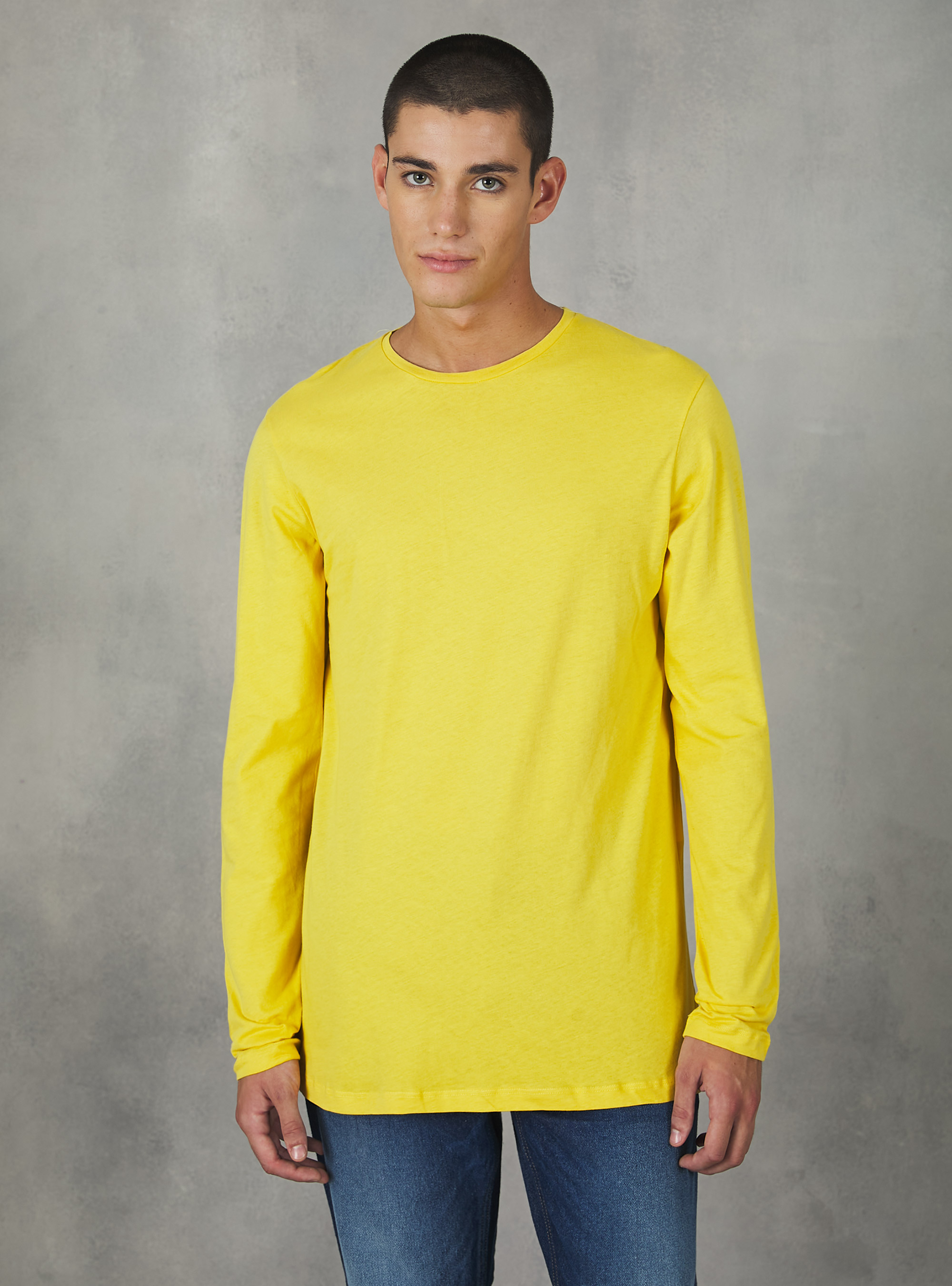 Maglietta a maniche lunghe in cotone, YE2 YELLOW MEDIUM