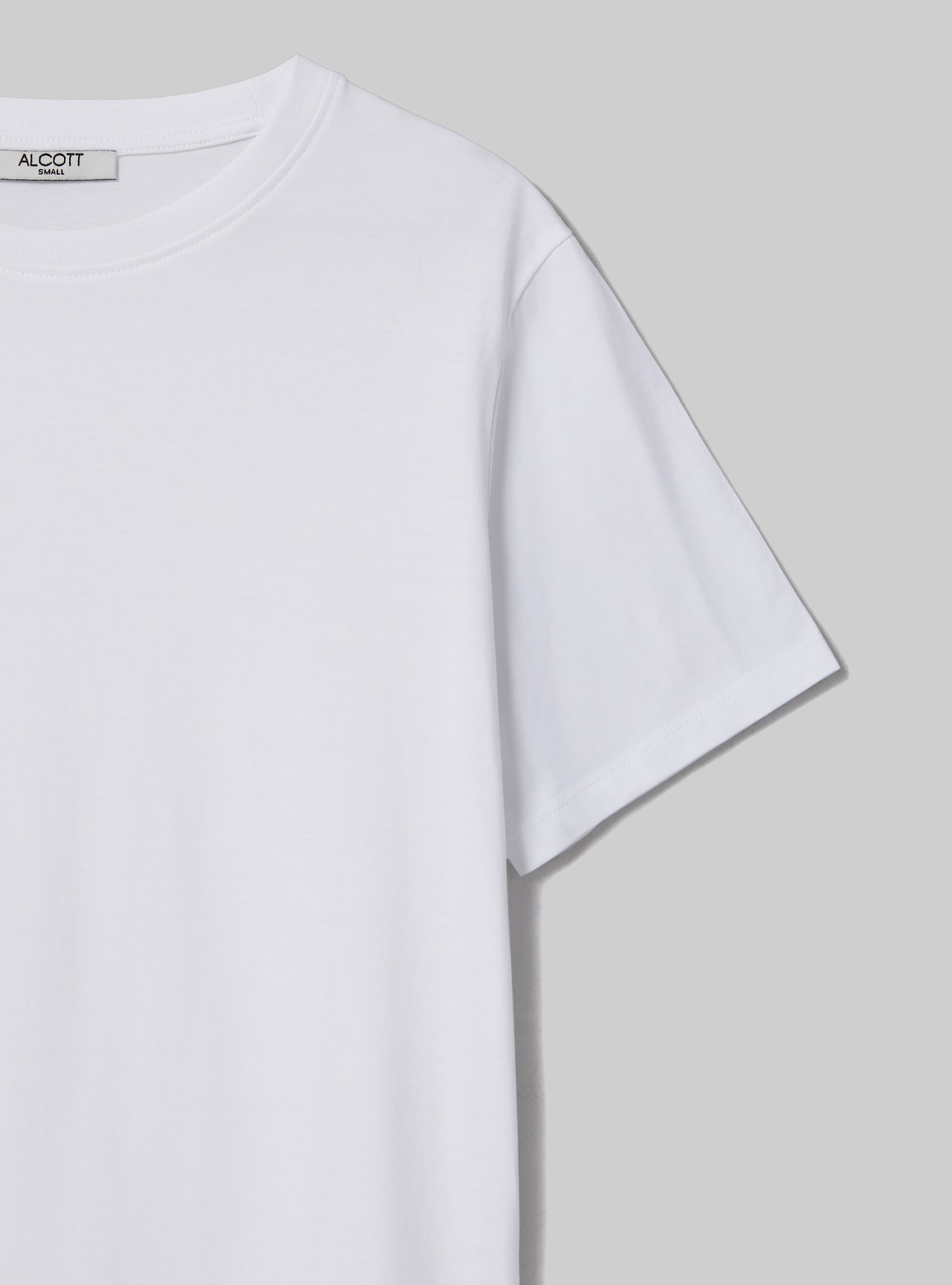 T-shirt en coton à col ras du cou, WH3 WHITE