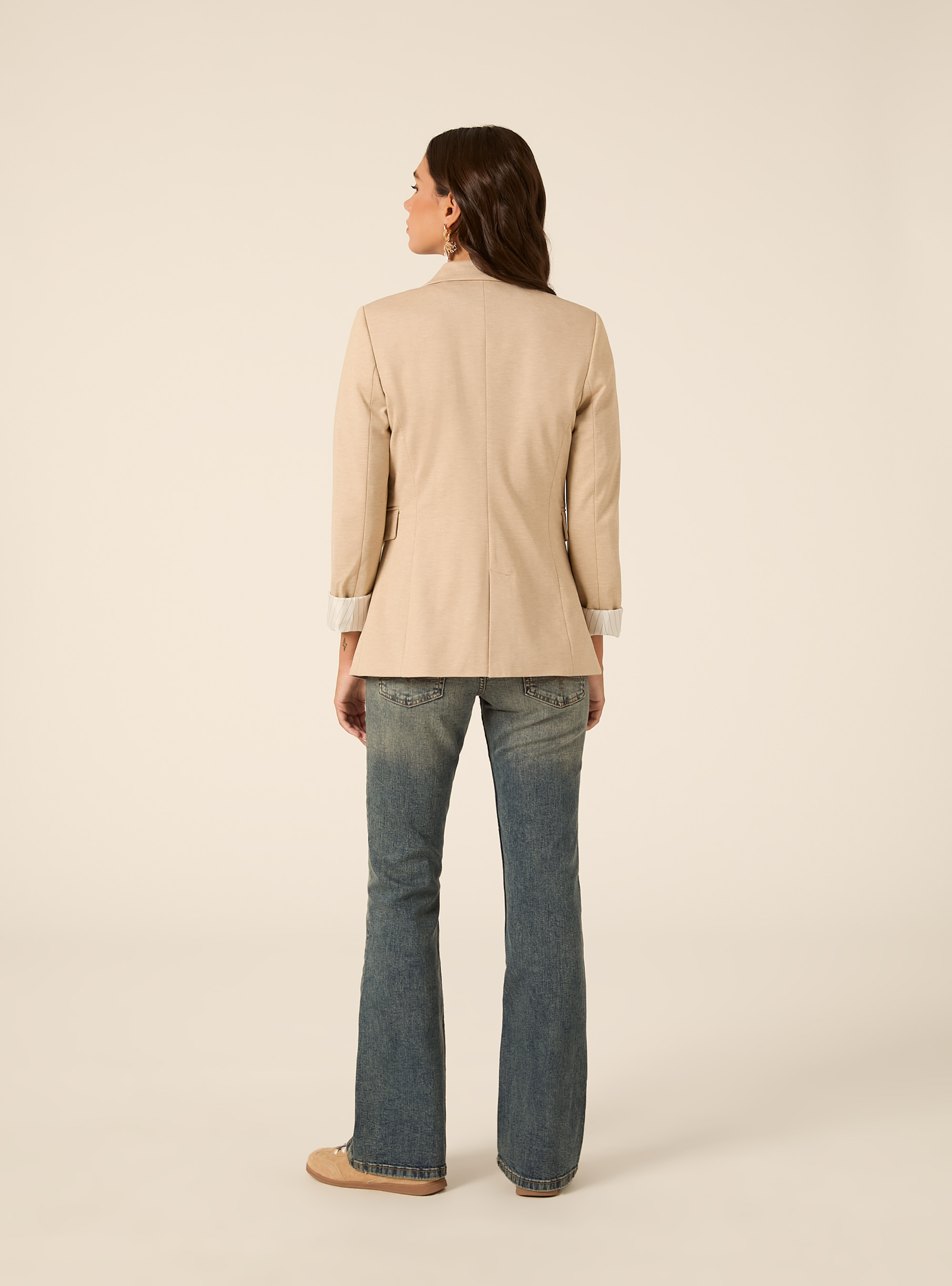 Einreihiger blazer mit reverskragen, MBG2 BEIGE MEL MED