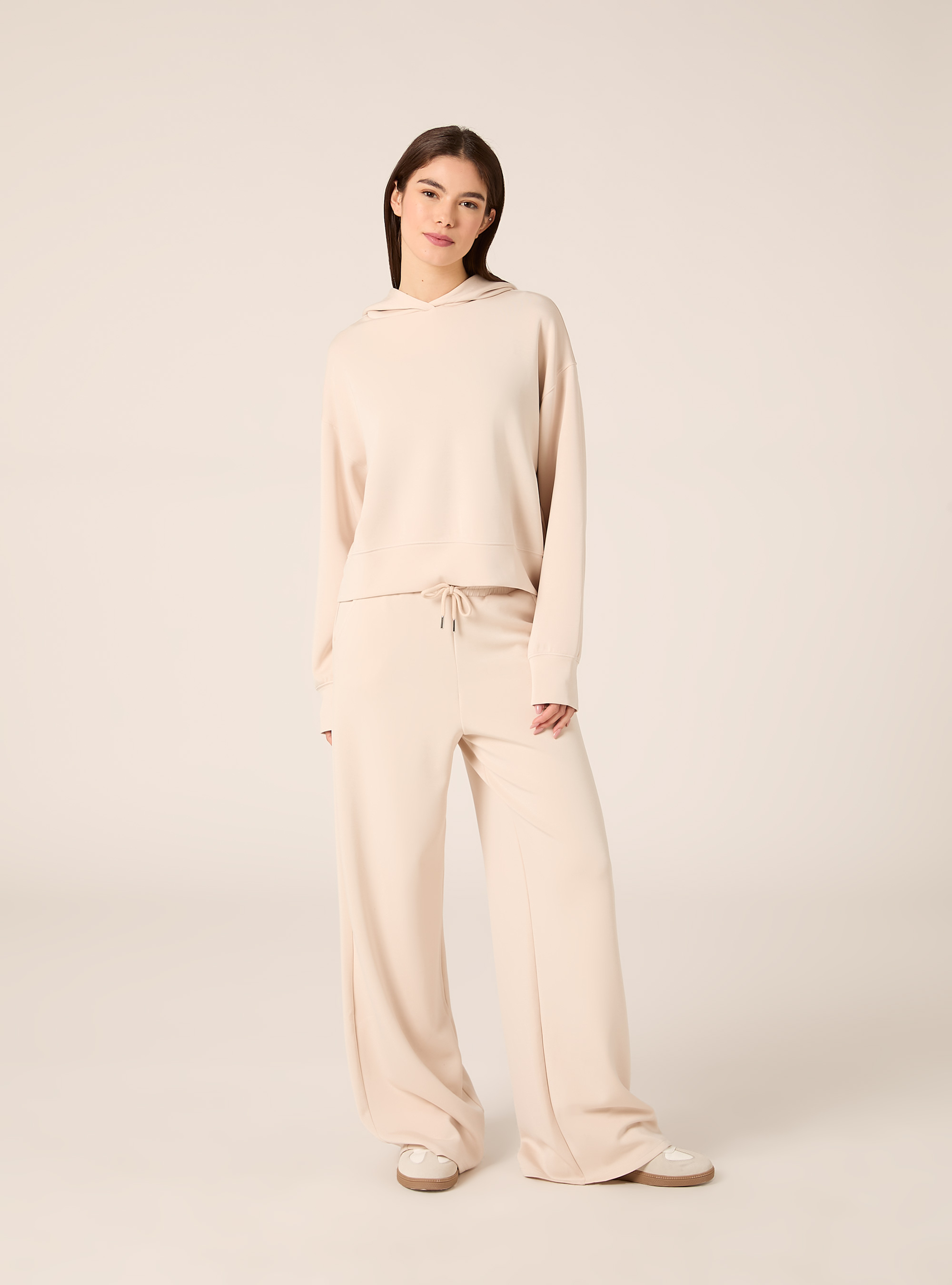 Felpa cappuccio soft touch, CR3 CREAM LIGHT