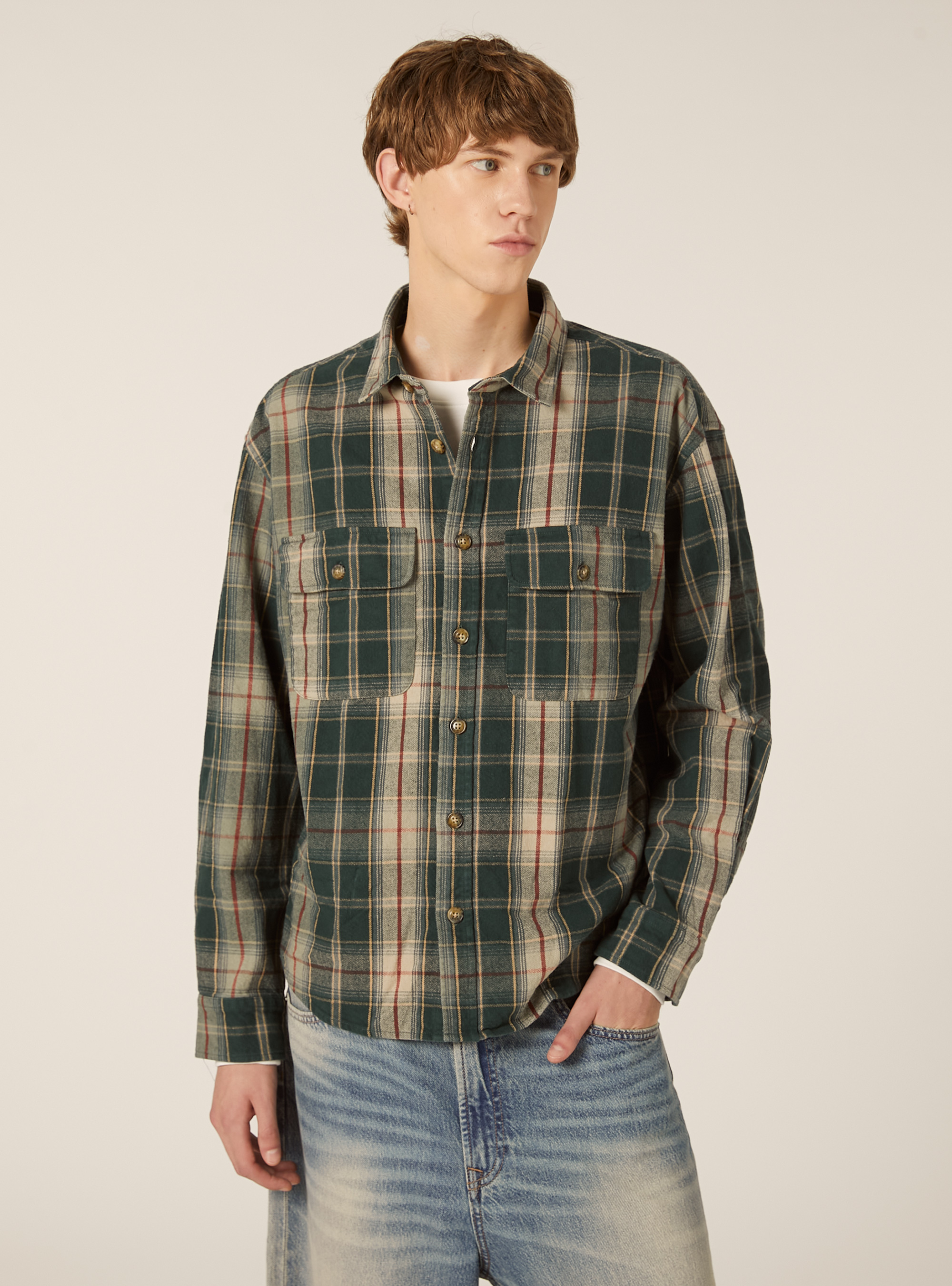 Camicia flanella quadri, GN1 GREEN DARK