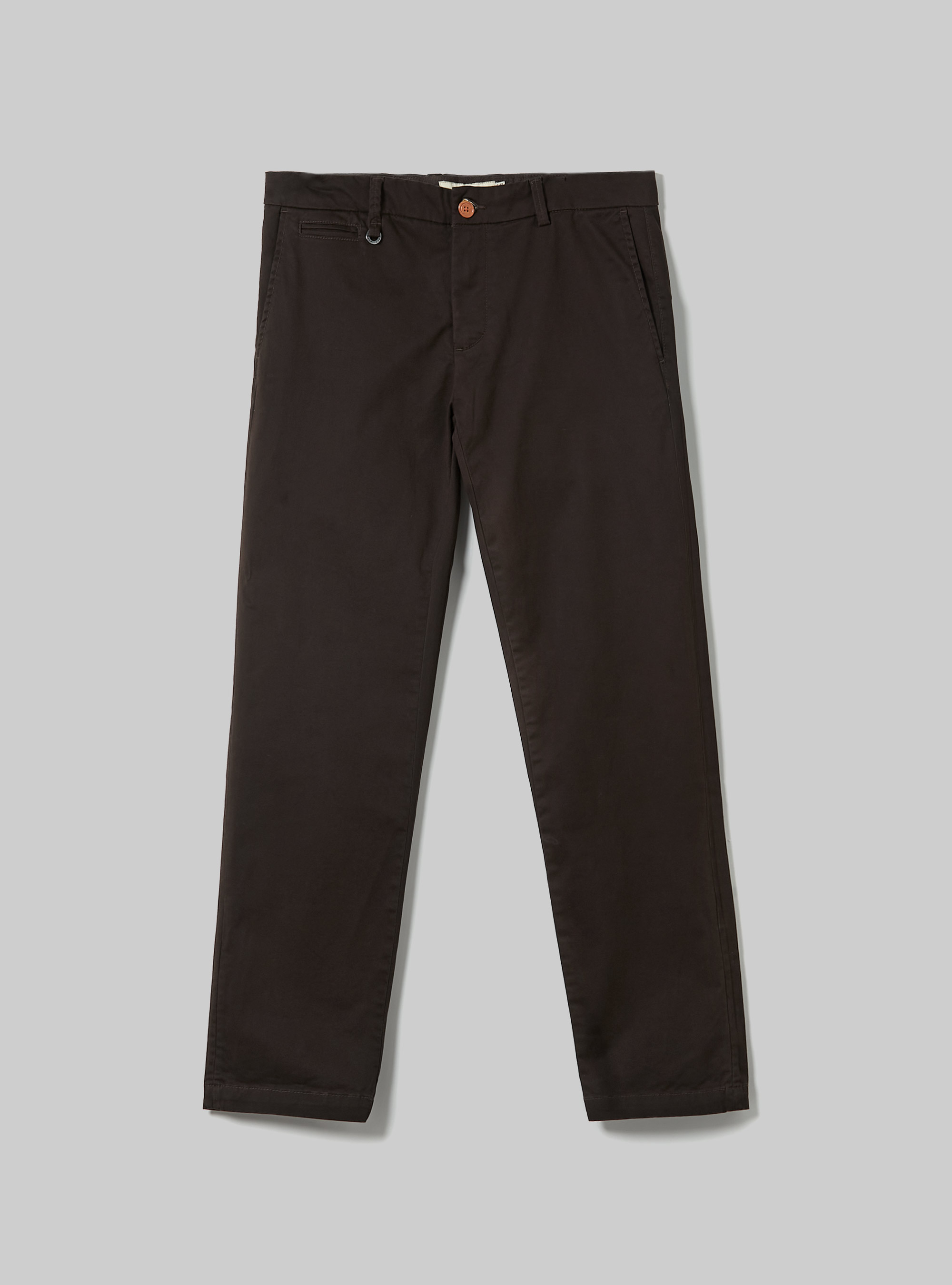 Pantalón chino de sarga de algodón elástico, BR1 BROWN DARK