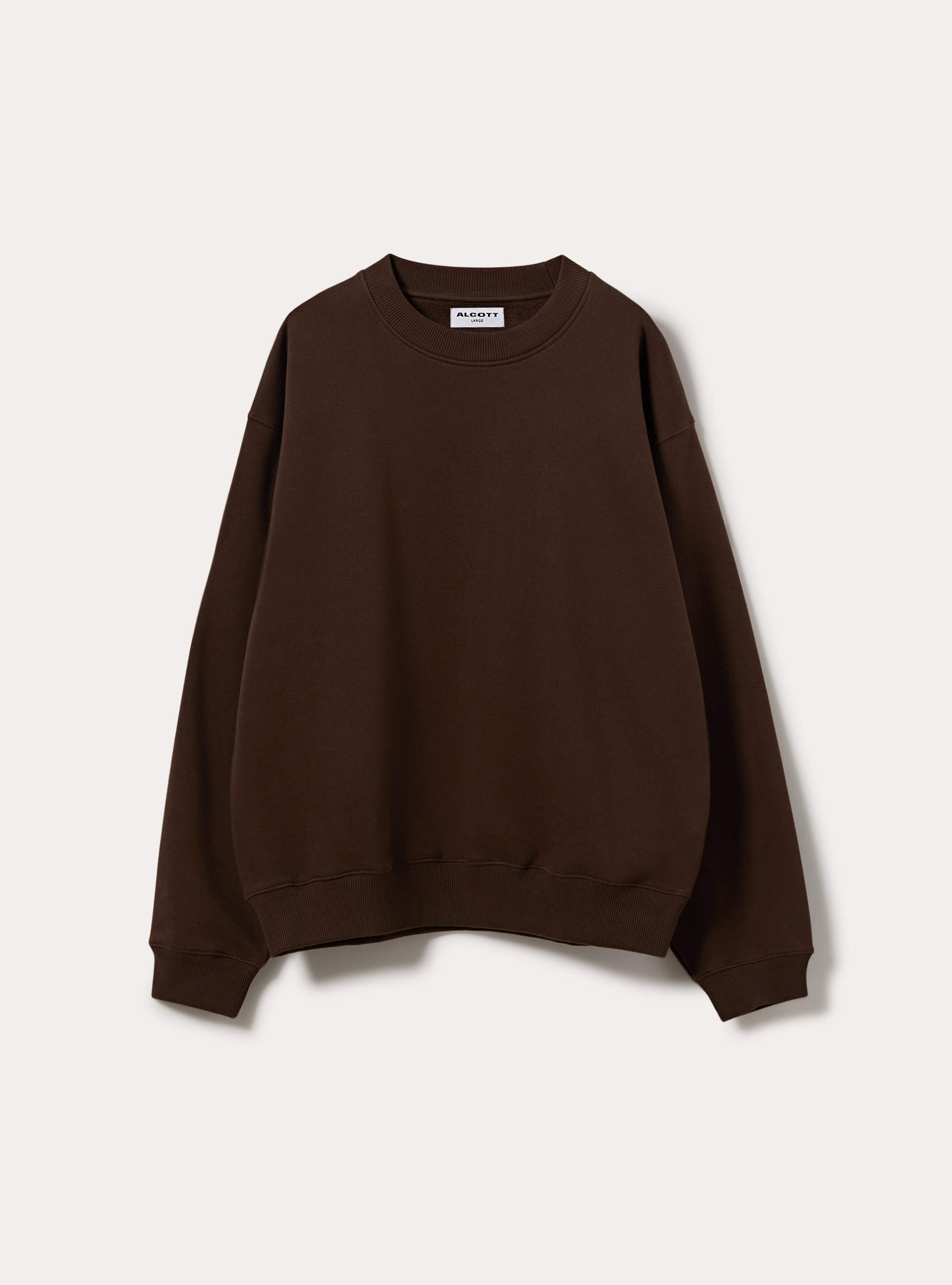 Felpa girocollo basica boxy fit, BR2 BROWN MEDIUM