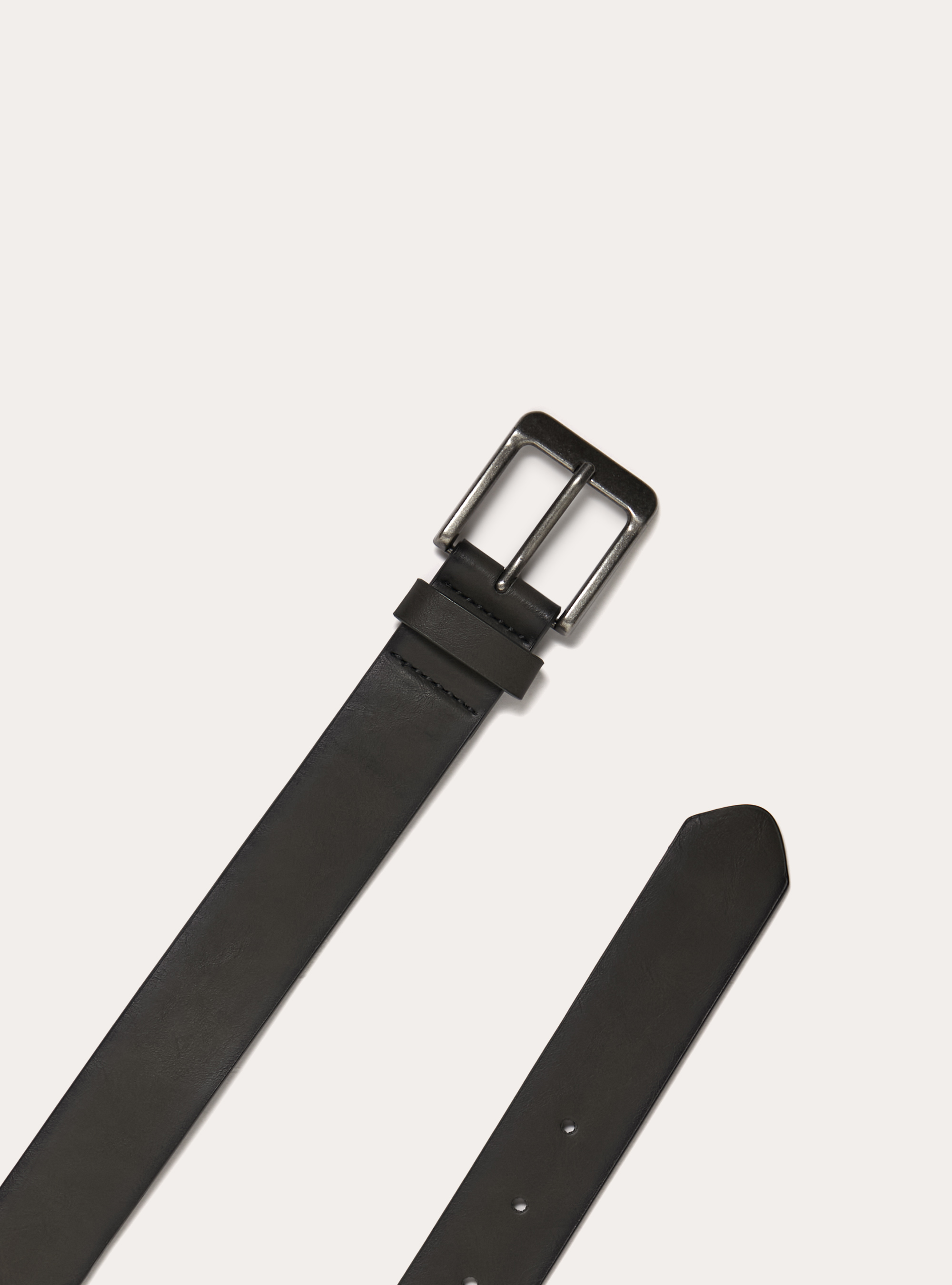 Cinturon de piel con hebilla cuadrada de efecto satinado, GY1 GREY DARK