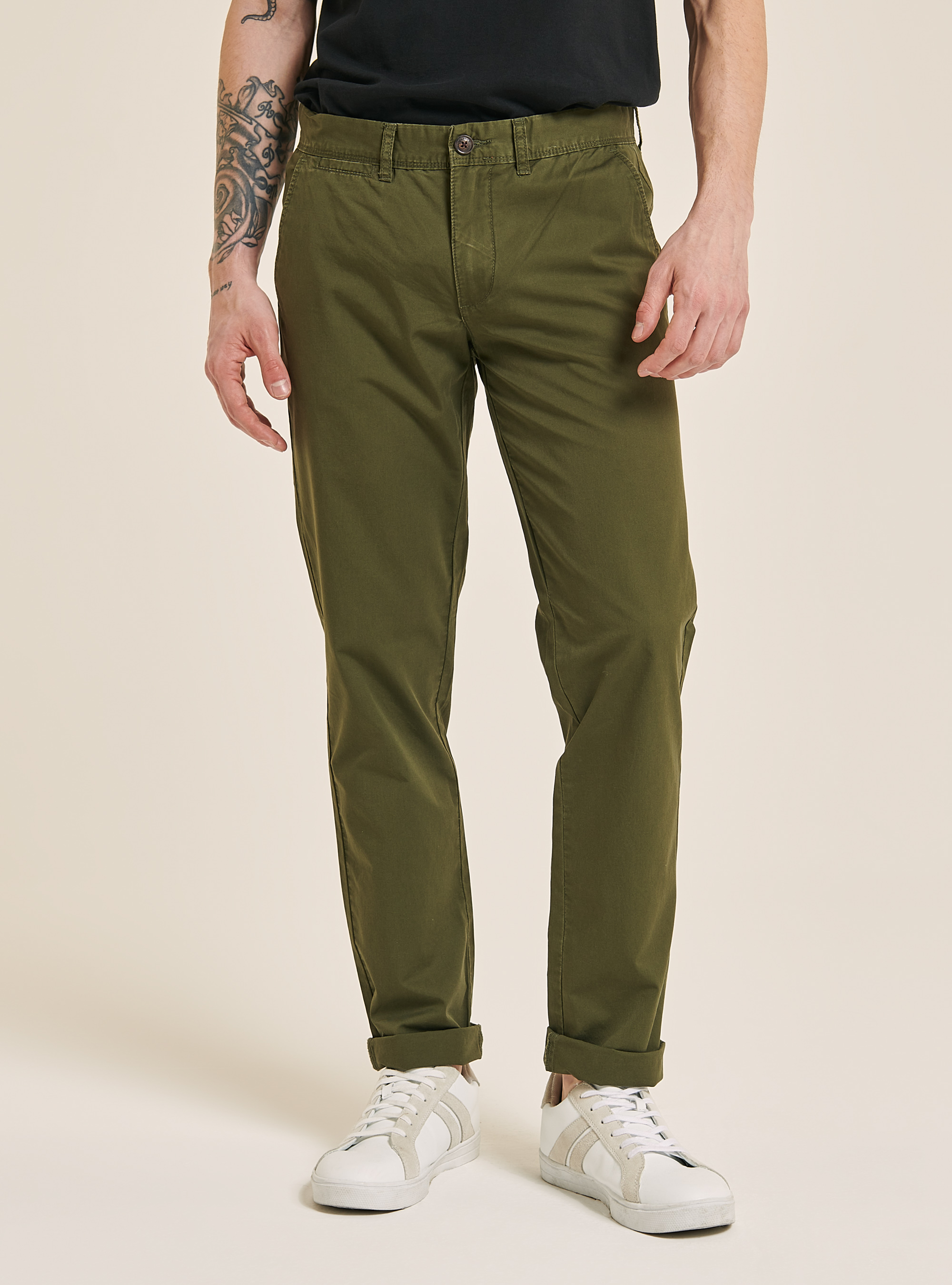 Pantaloni chinos in twill, C6573 KAKY