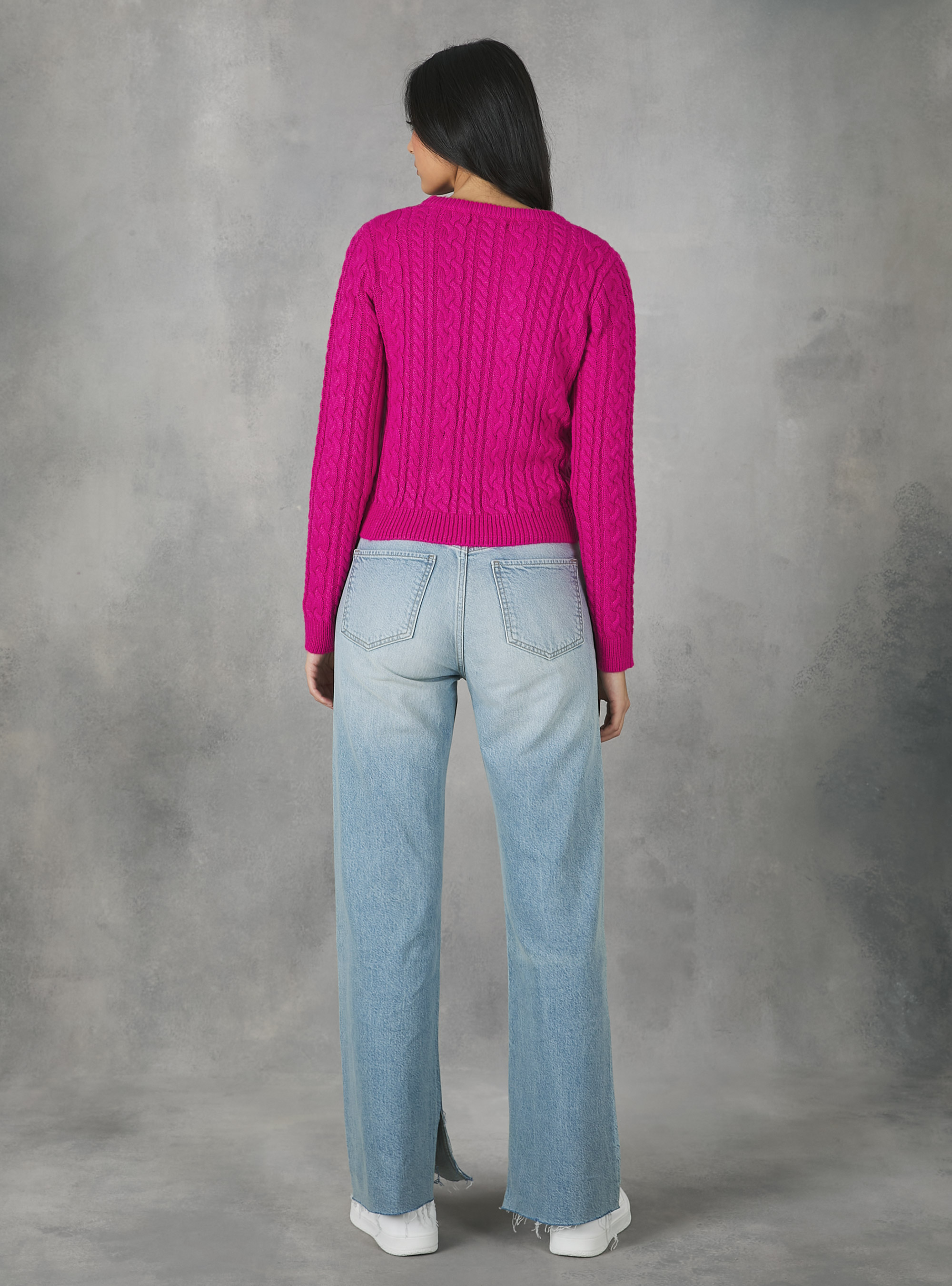 Pullover with braids, FX3 FUXIA LIGHT