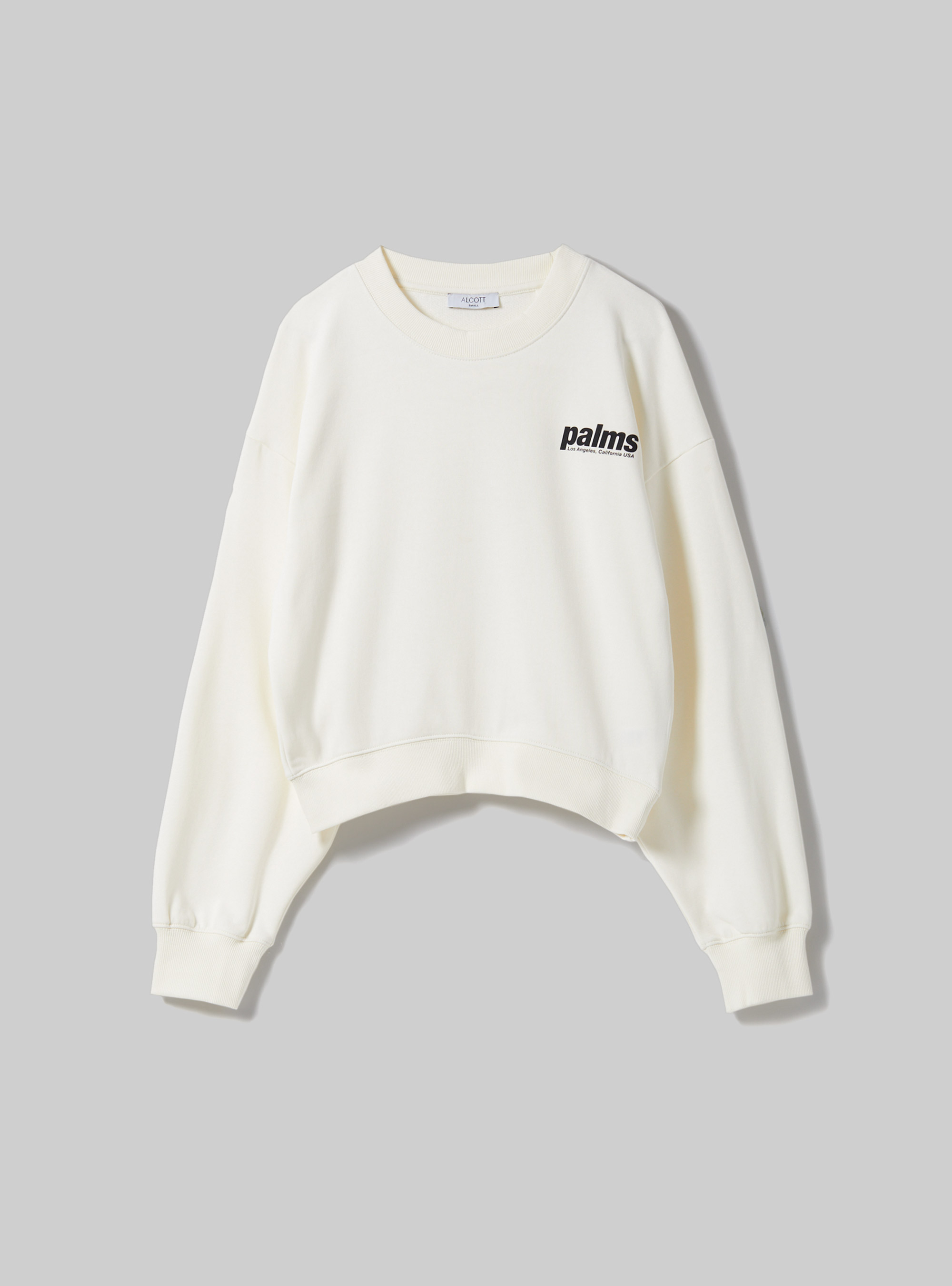 Cropped sweatshirt with lettering print, WH2 WHITE