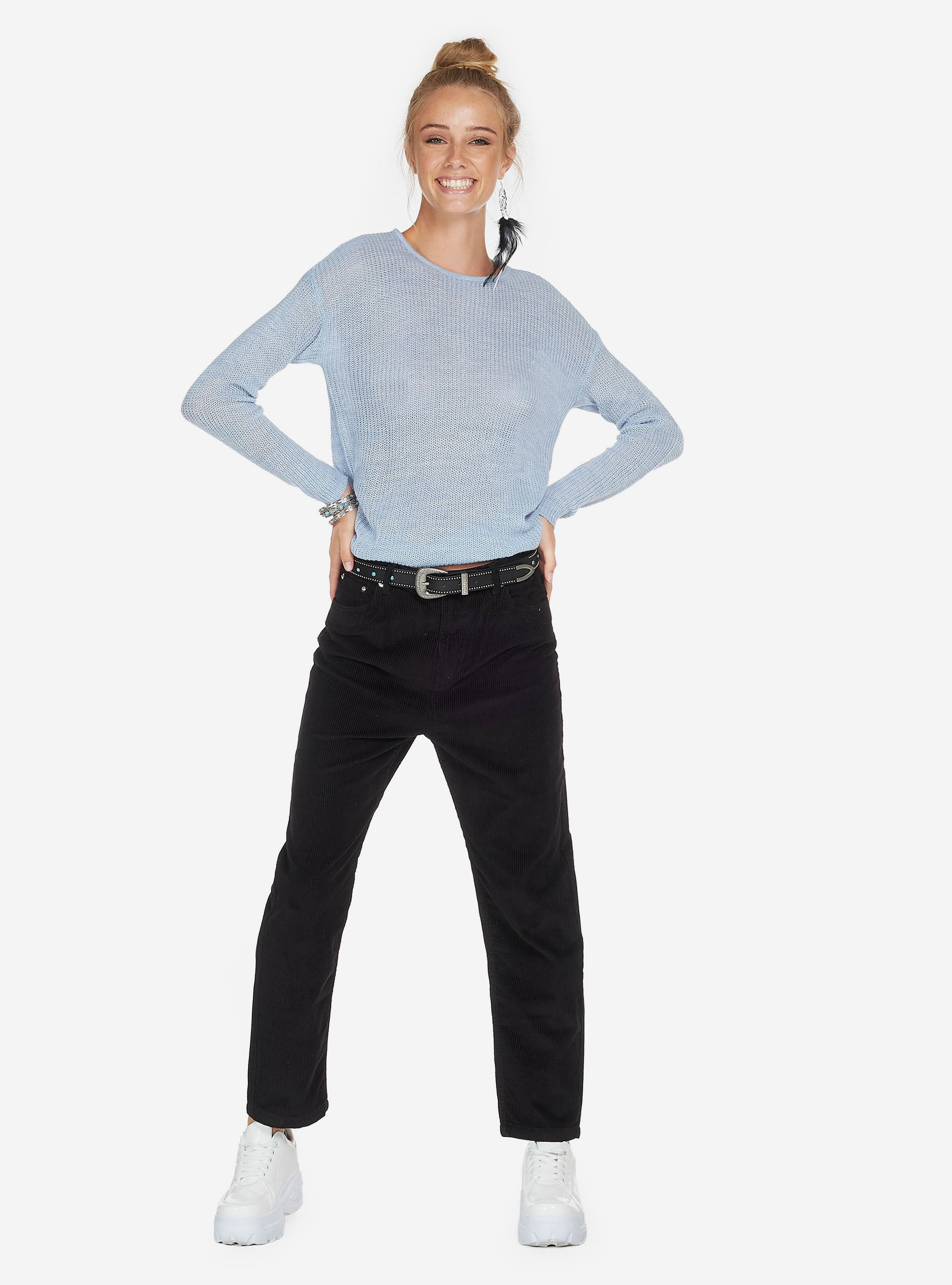 Pantalone velluto a coste, NERO