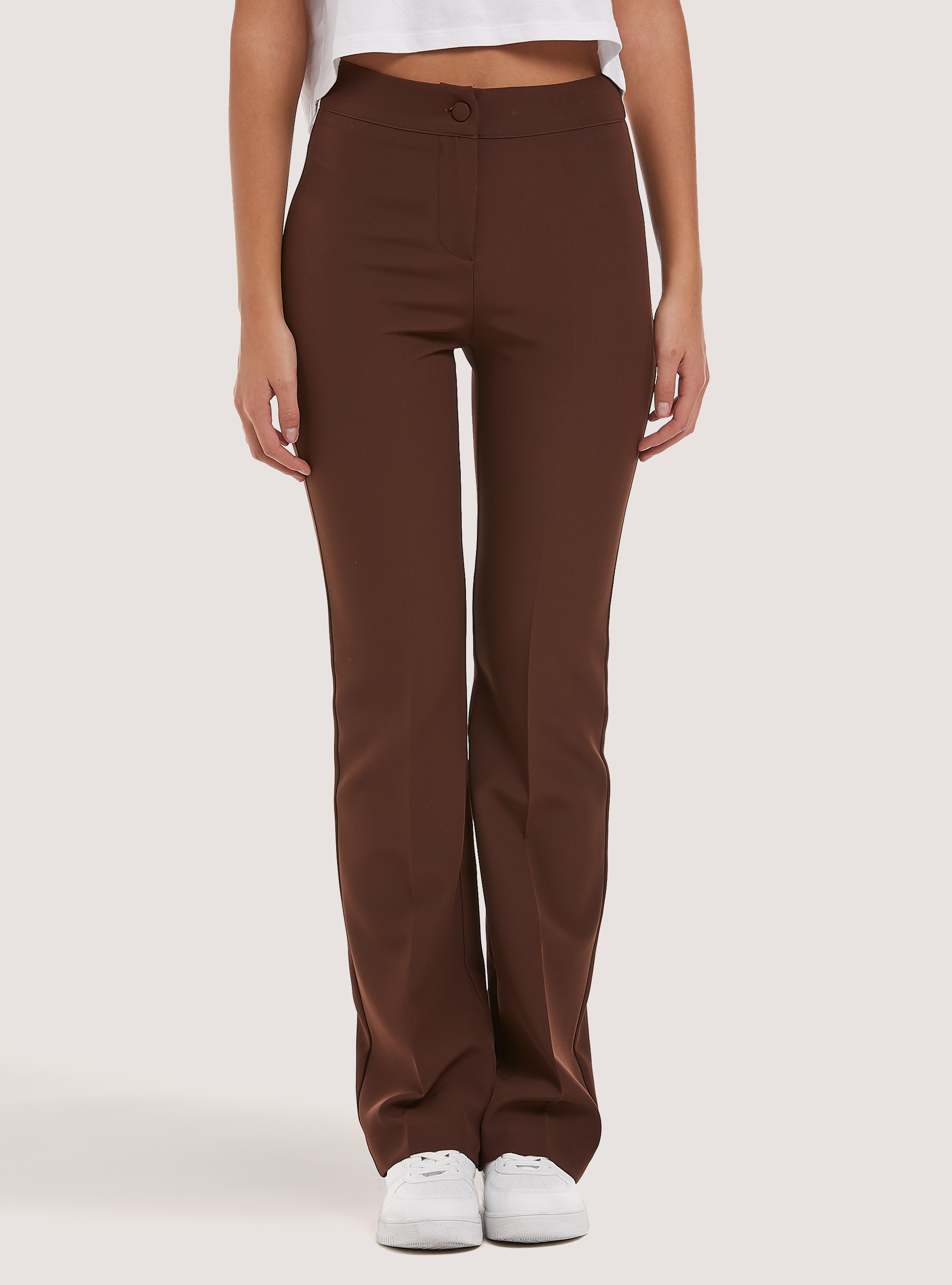 Pantaloni flare Made in Italy, BR1 BROWN DARK