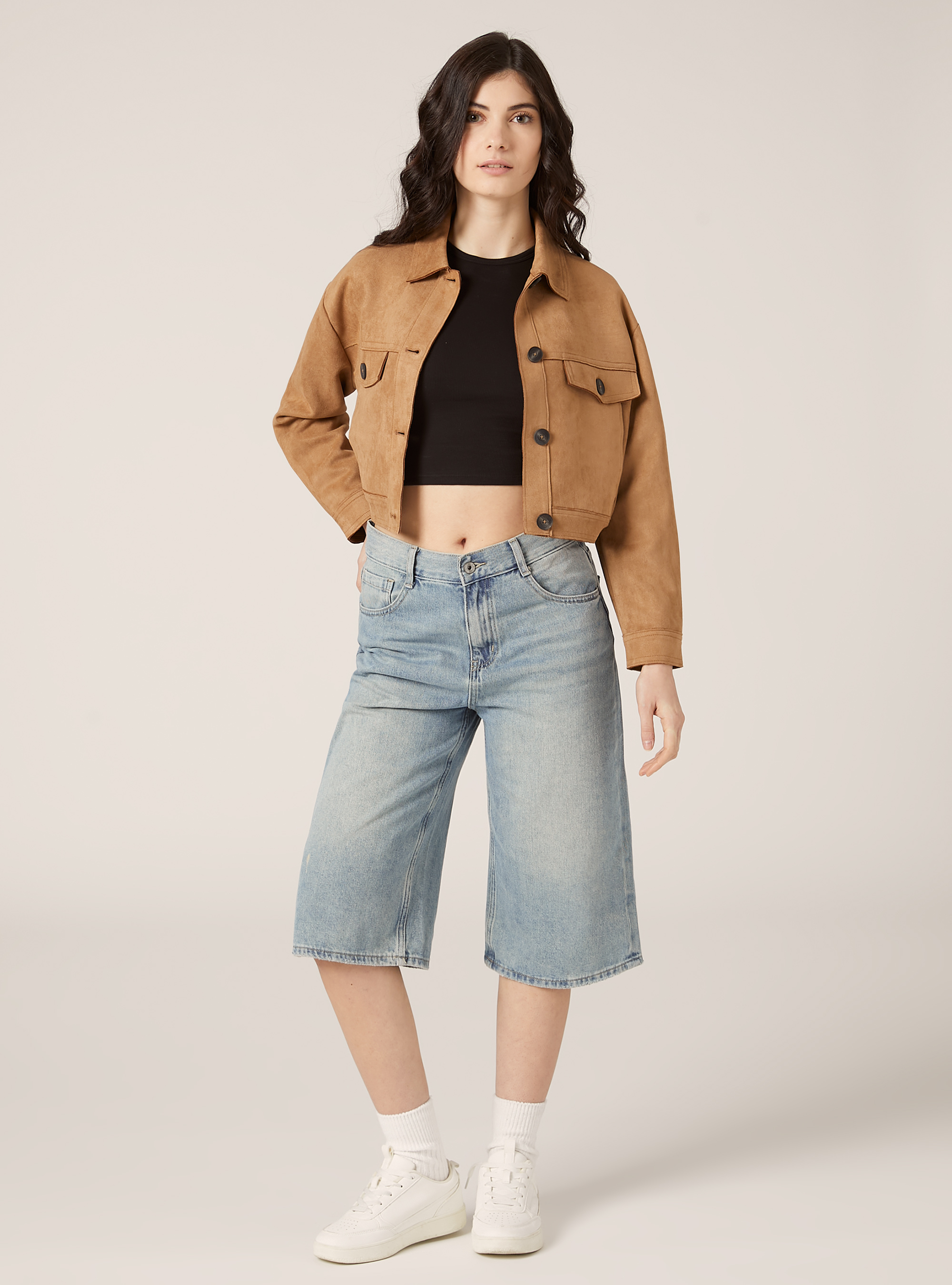 Suede effect shirt jacket, TB2 TOBACCO MEDIUM