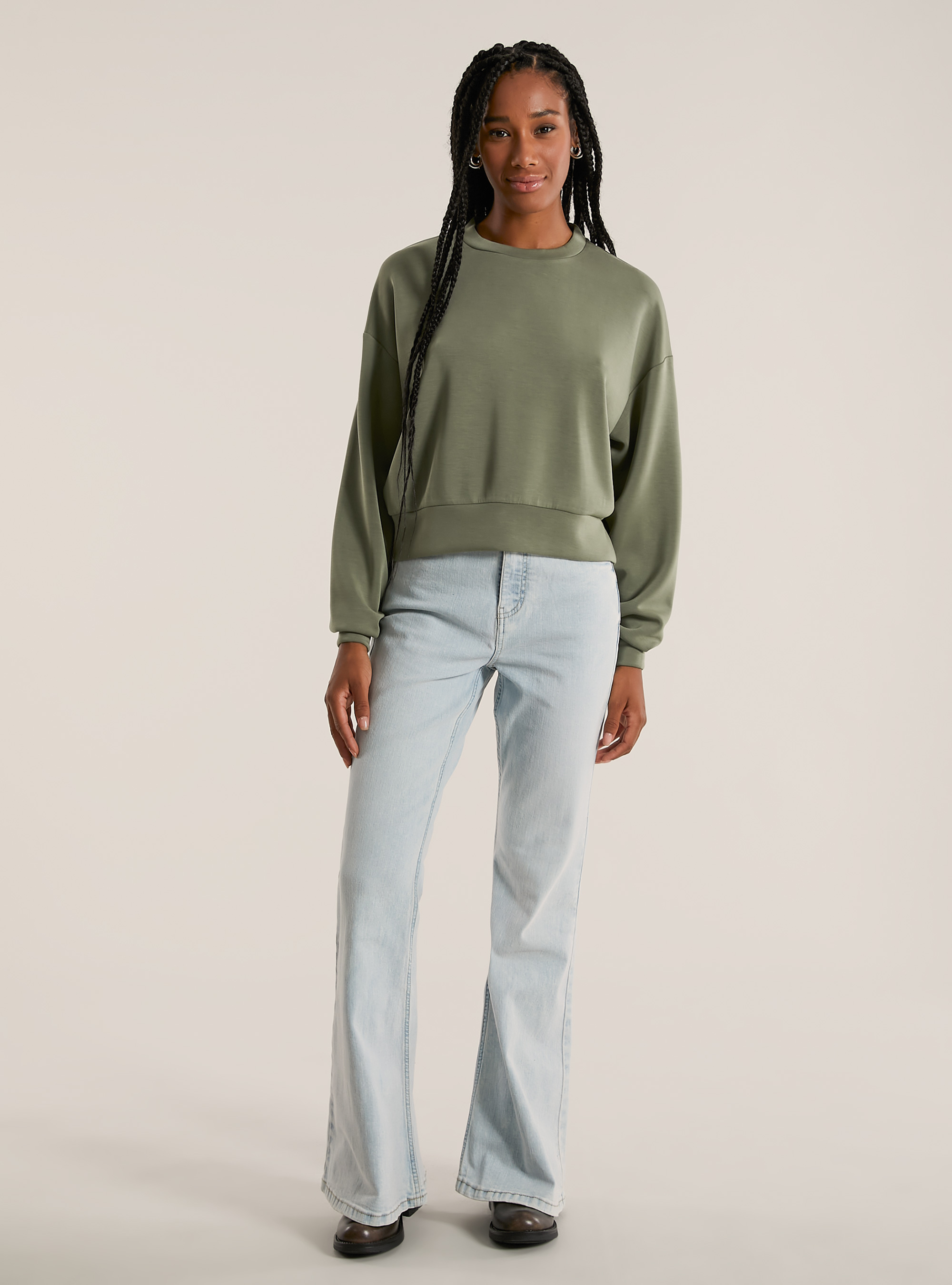 Felpa cropped soft touch, KY2 KAKY MEDIUM