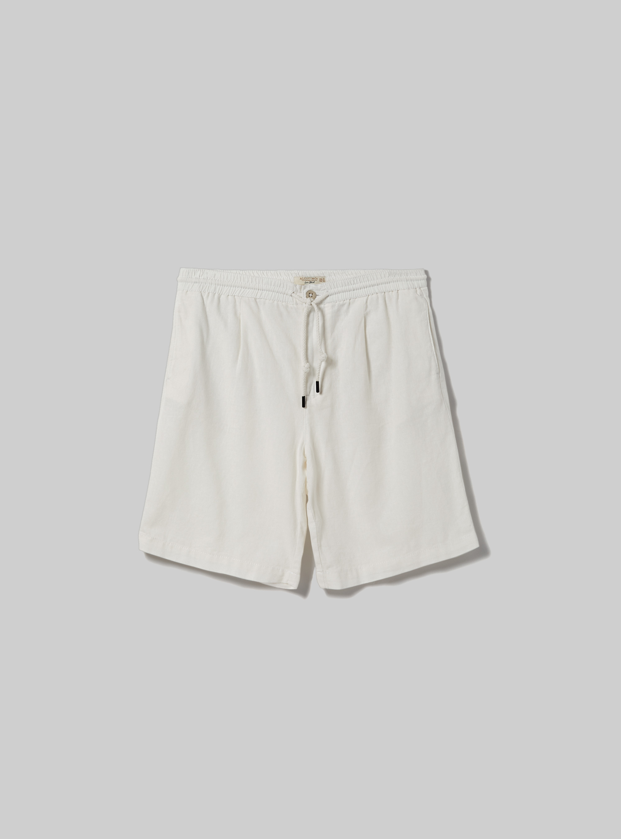 Linen Bermuda Shorts with Drawstring, WH2 WHITE