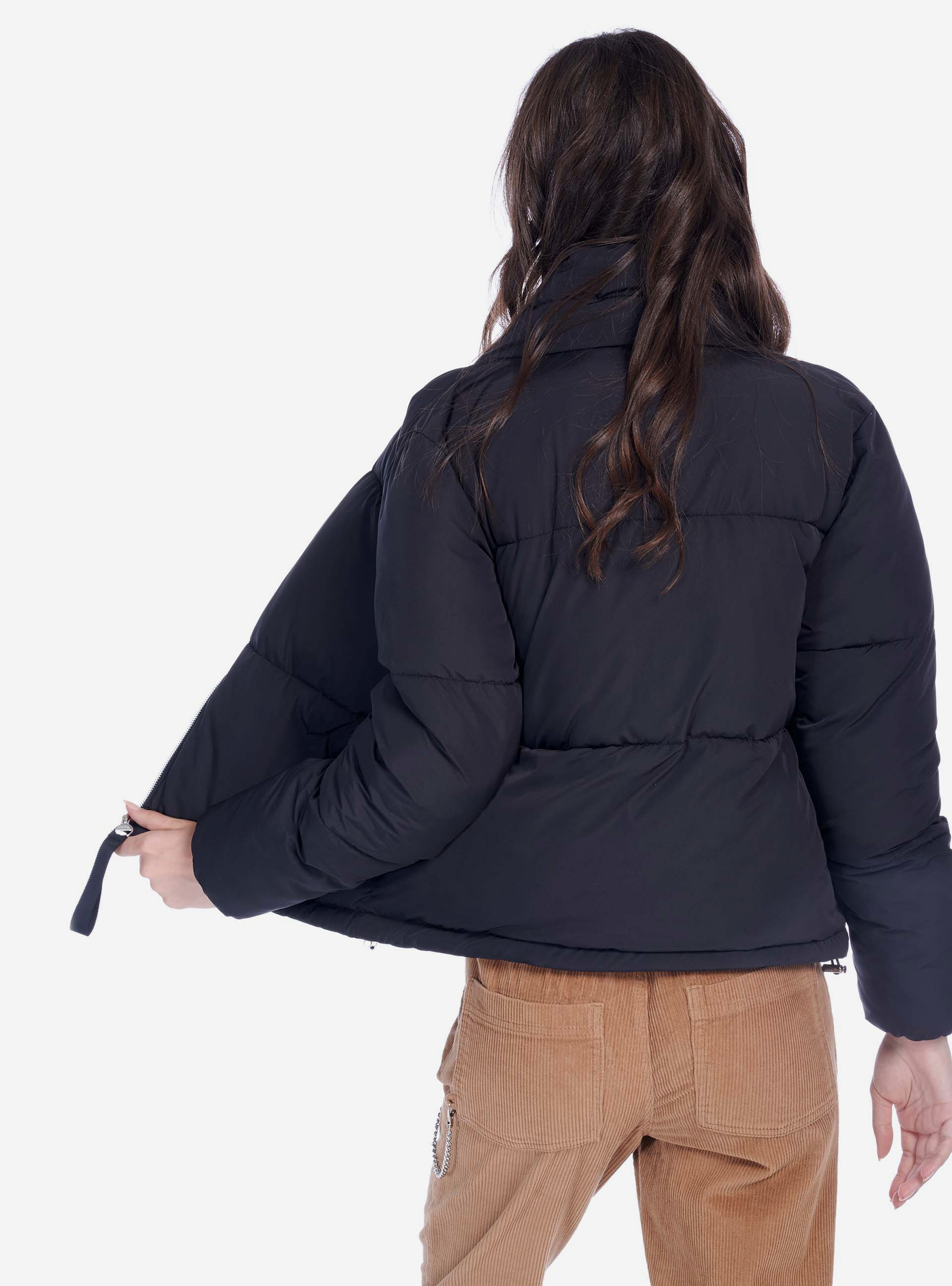 Short padded jacket, BLACK