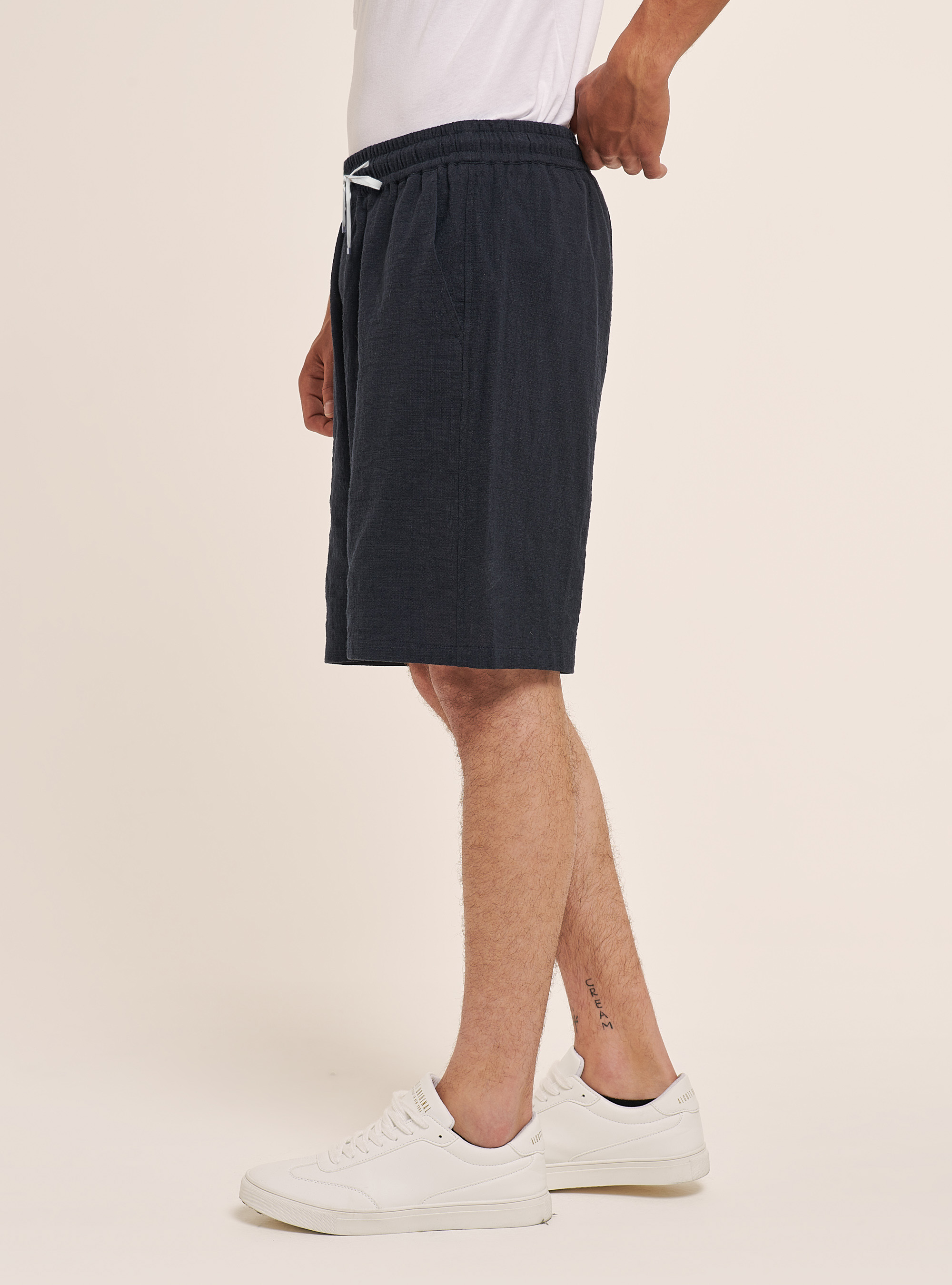 Cotton Bermuda shorts with elasticated waistband, NA2 NAVY MEDIUM