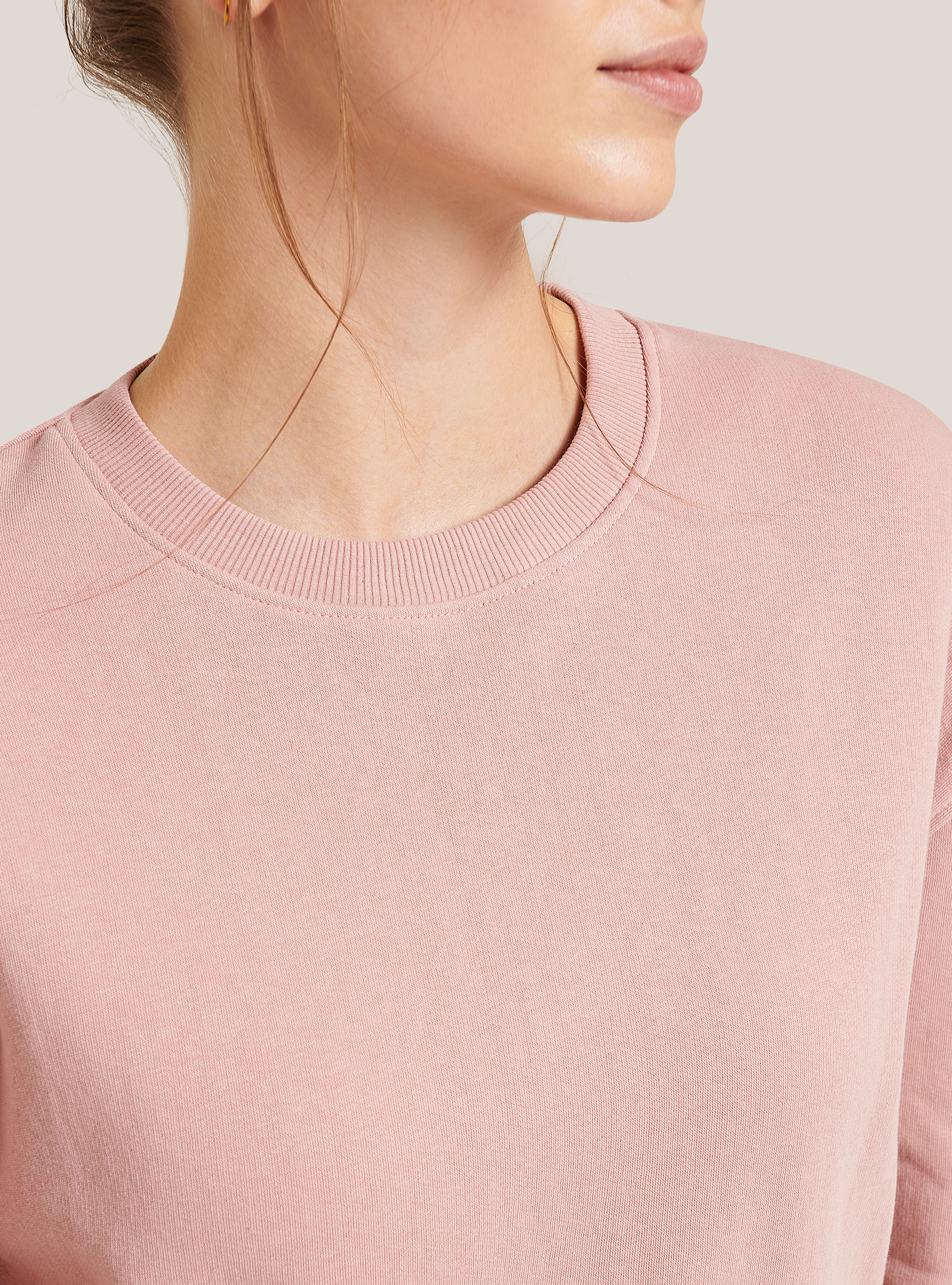 Basic round-neck cotton sweatshirt, PINK