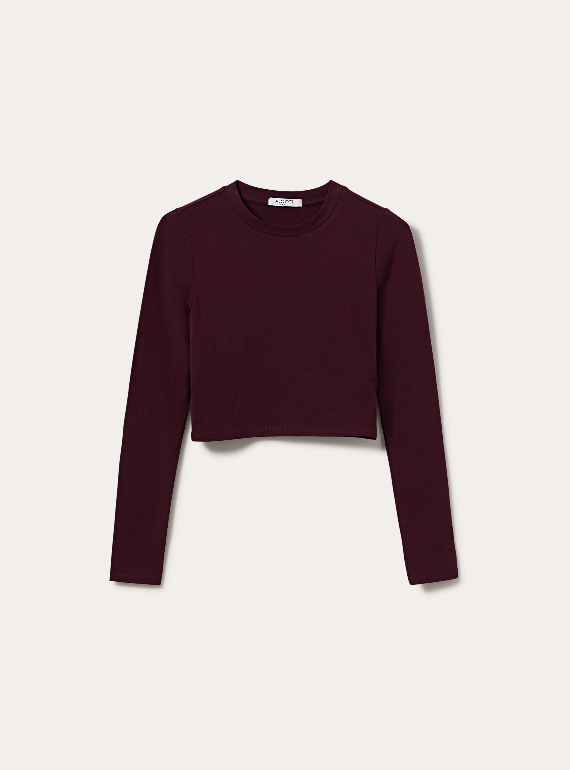 Maglia crop a maniche lunghe, BO1 BORDEAUX DARK