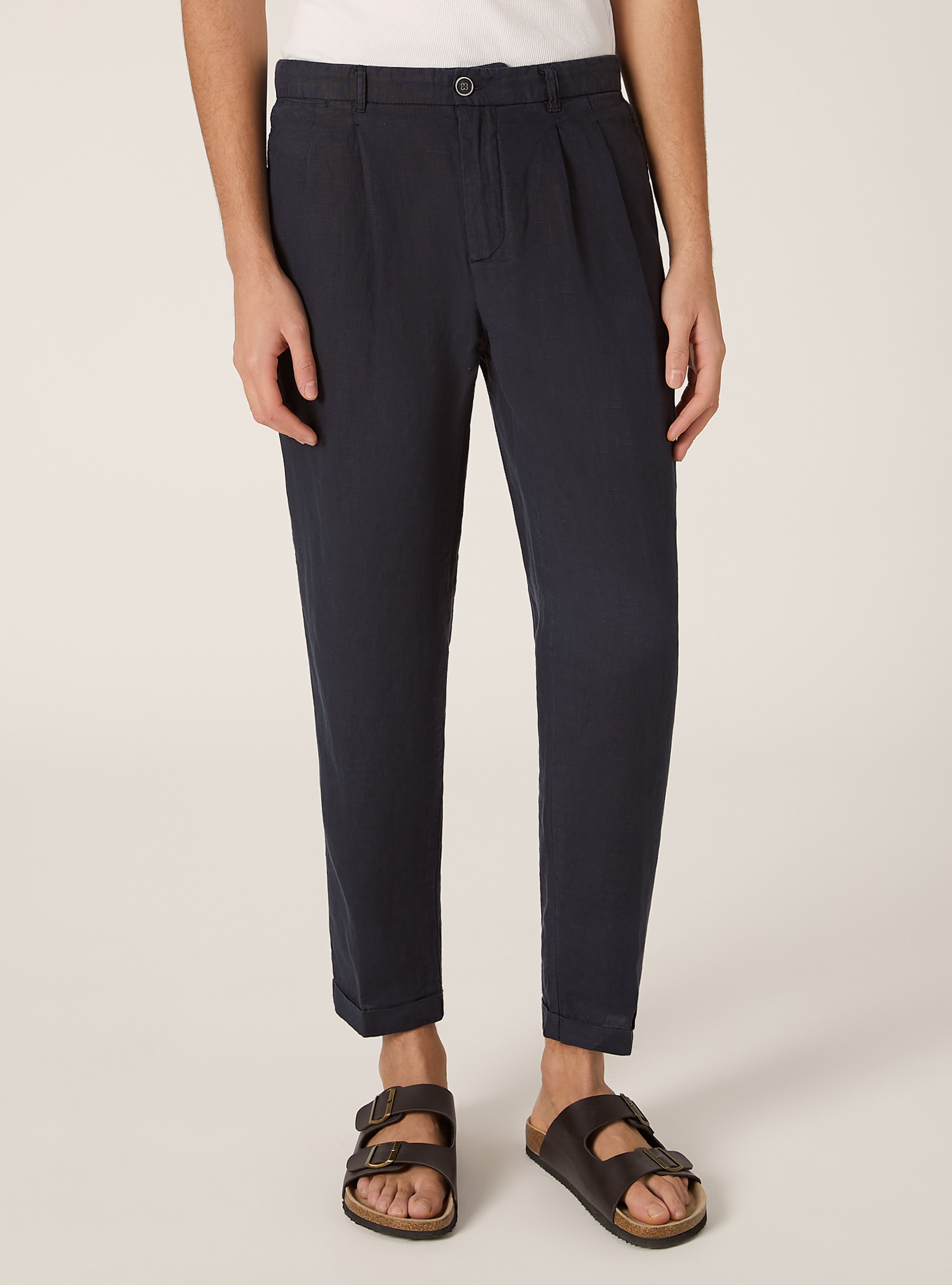 Pure linen chinos, NA1 NAVY DARK