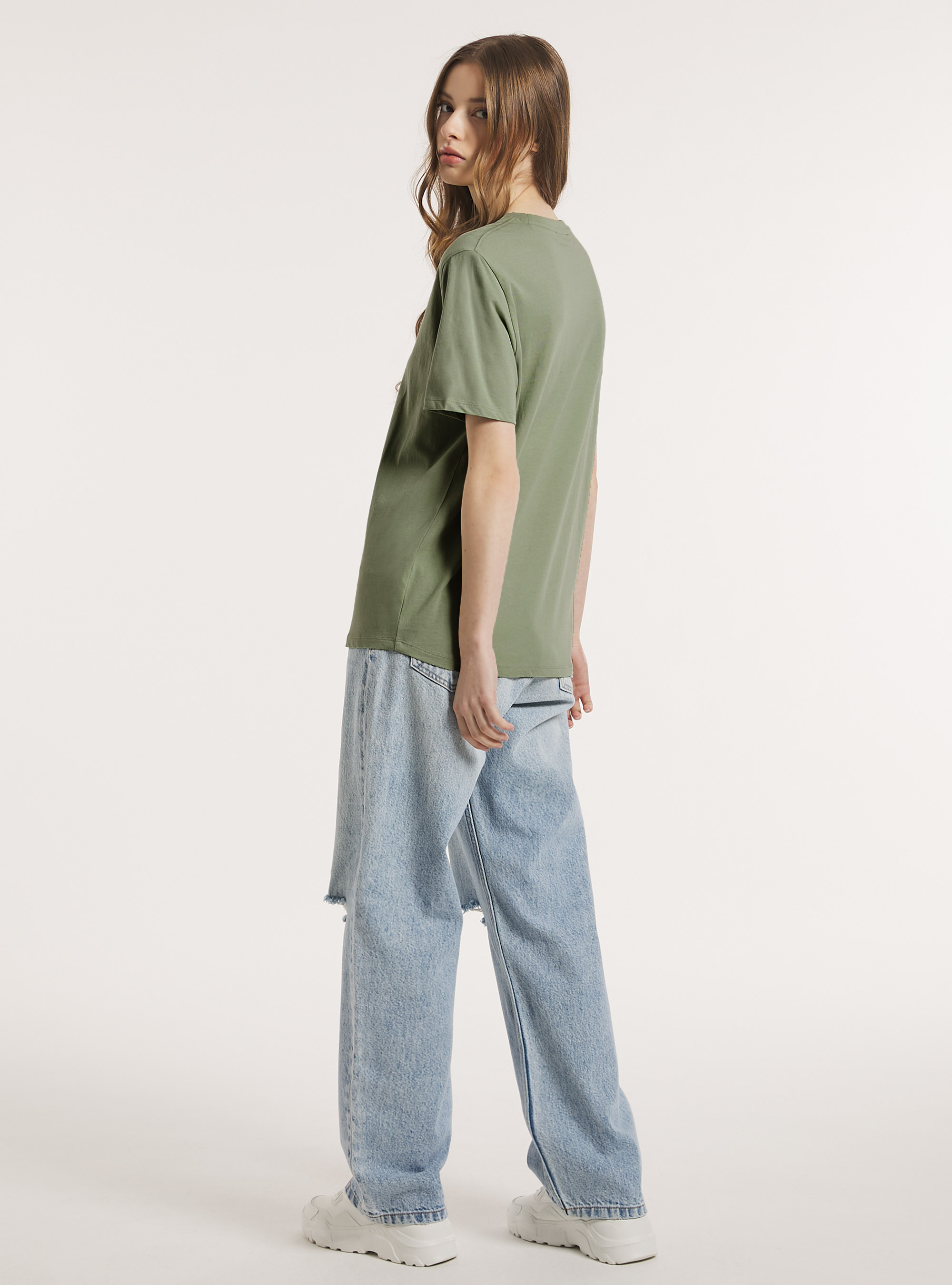 T-shirt with metallic lettering print, KY3 KAKY LIGHT